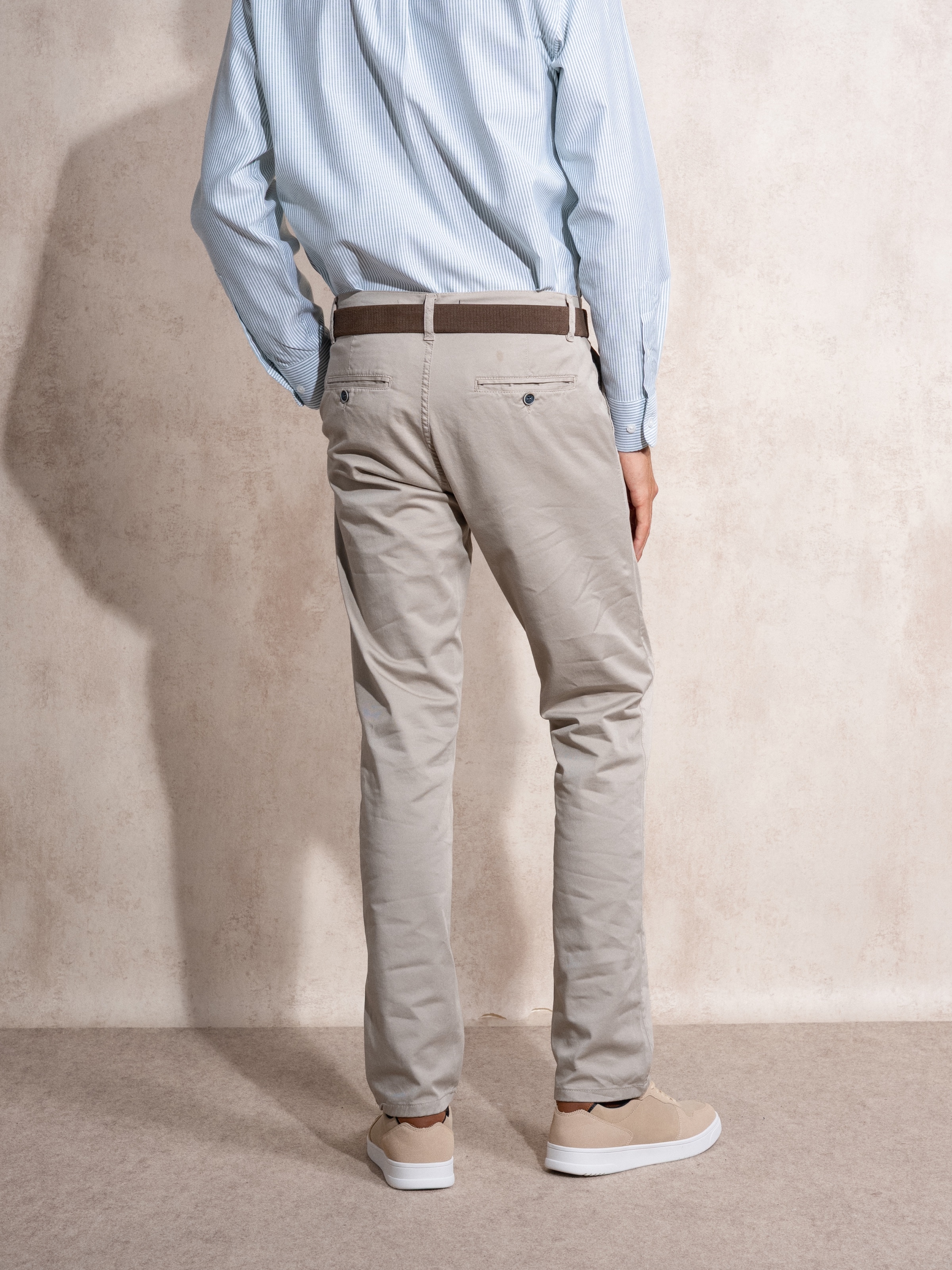Calças chino skinny fit Bege-6