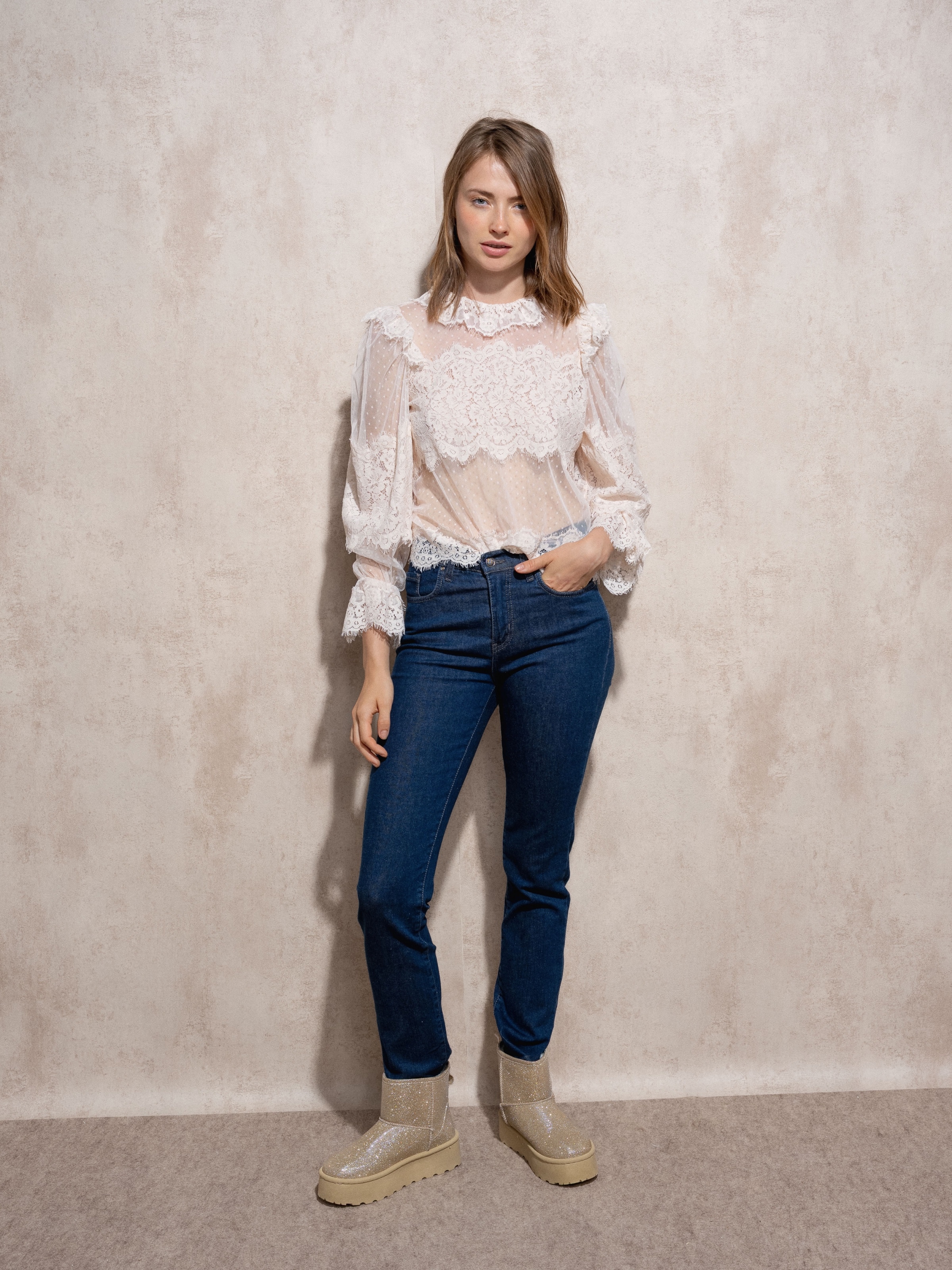 Imagem 0 de Calças ganga slim fit cintura subida