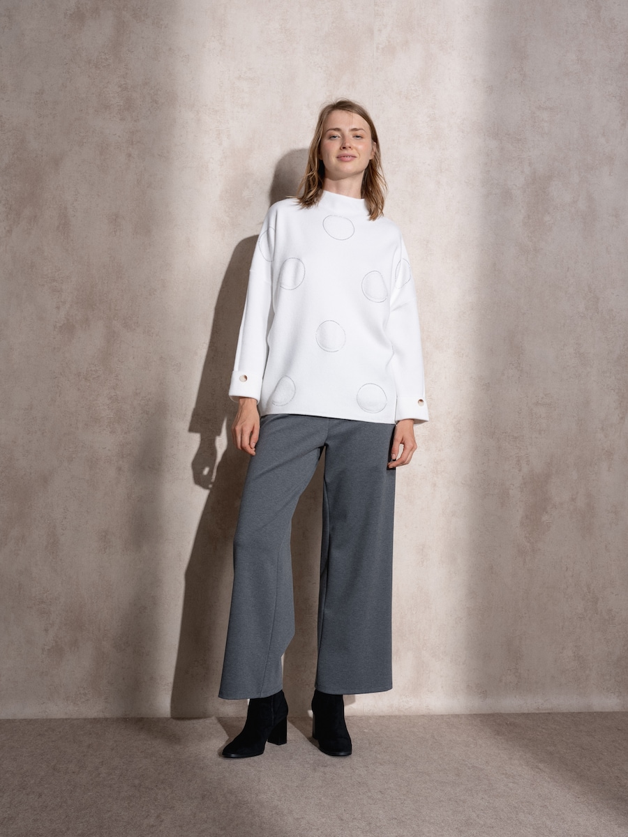 Camisola de malha com botões no punho Branco-1