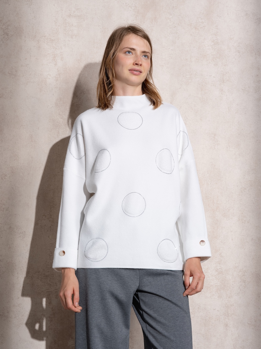 Camisola de malha com botões no punho Branco-3