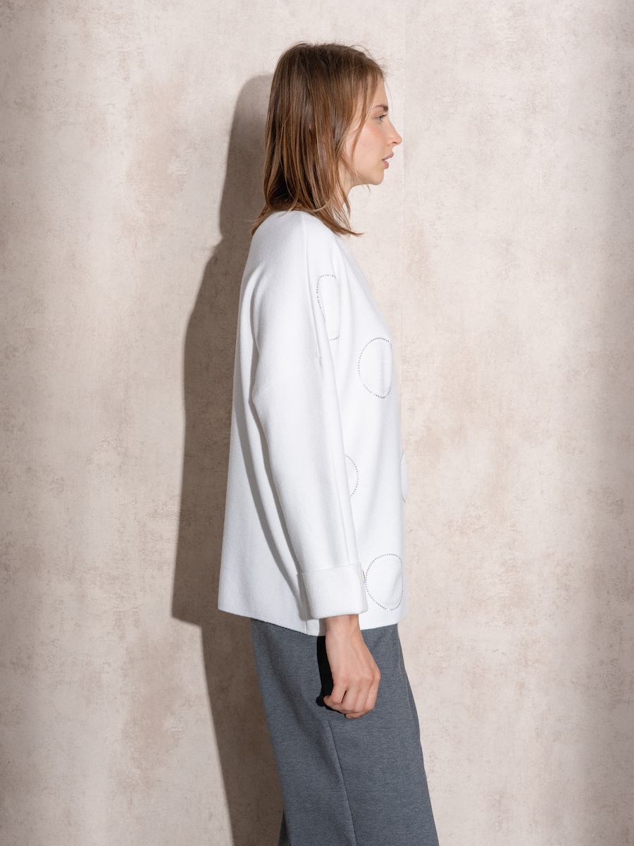 Camisola de malha com botões no punho Branco-4