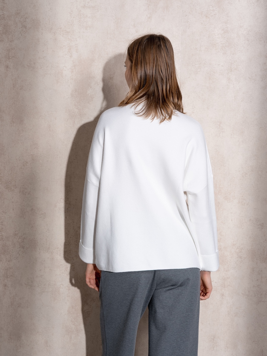 Camisola de malha com botões no punho Branco-5