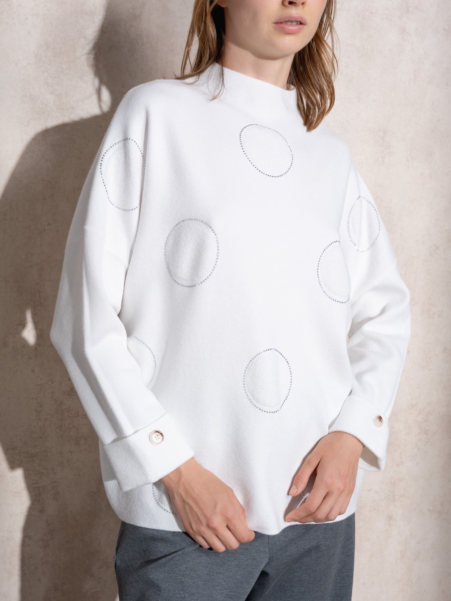 Camisola de malha com botões no punho Branco-6