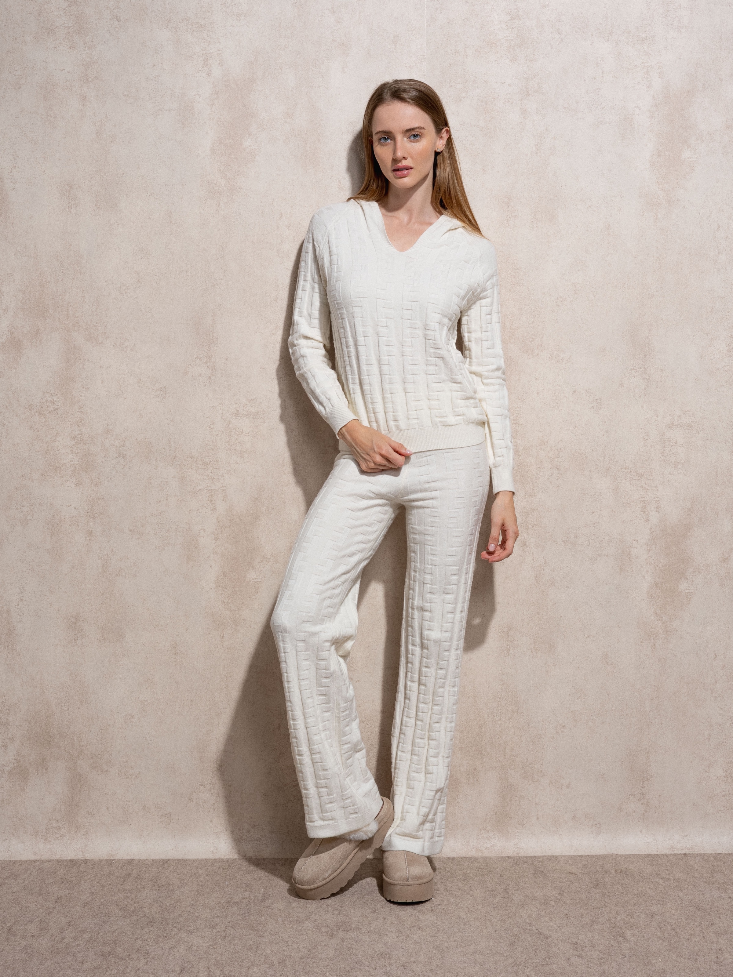 Imagem 0 de Camisola de malha com capuz jacquard