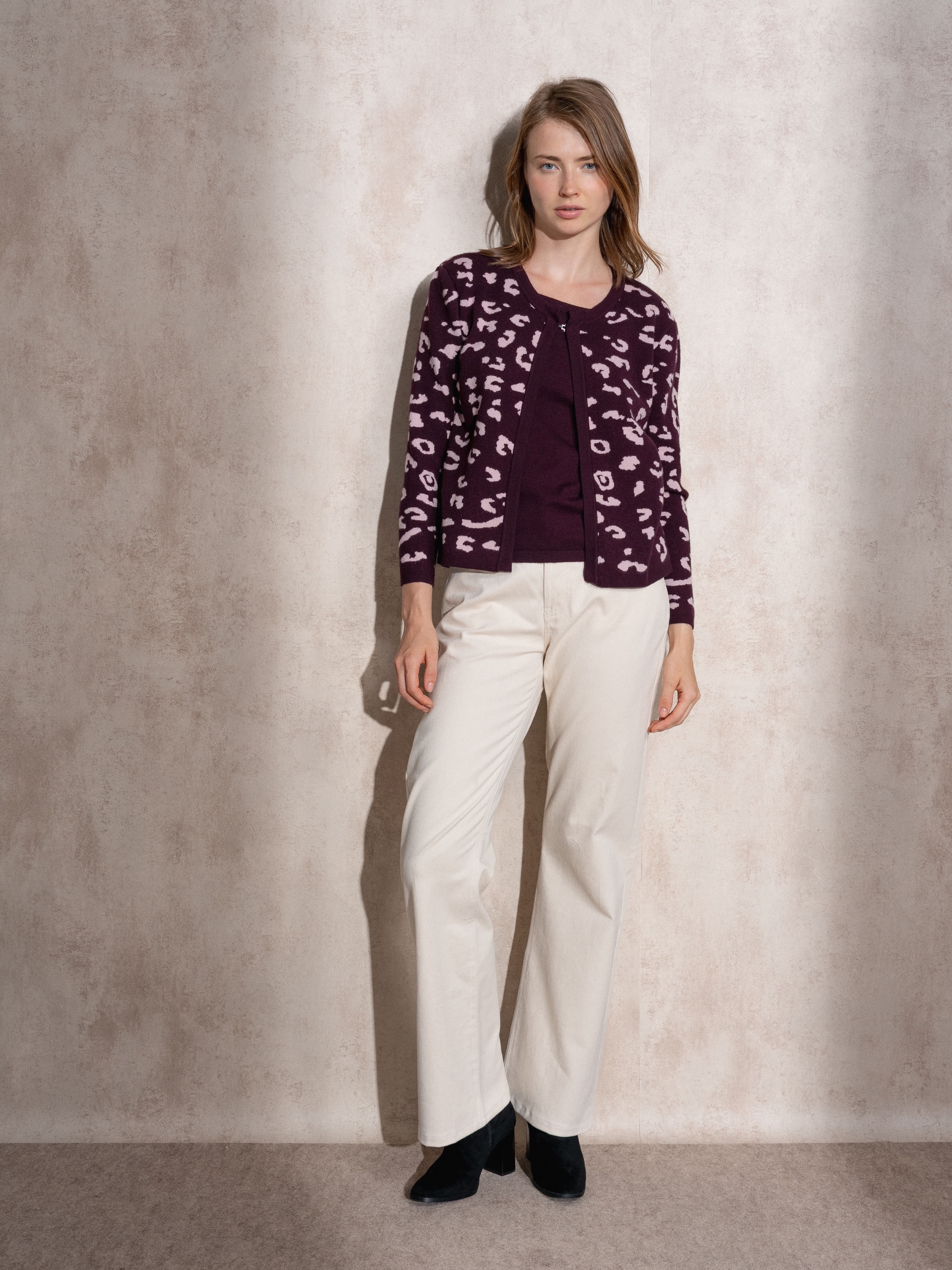 Casaco de malha com jacquard Vermelho-1