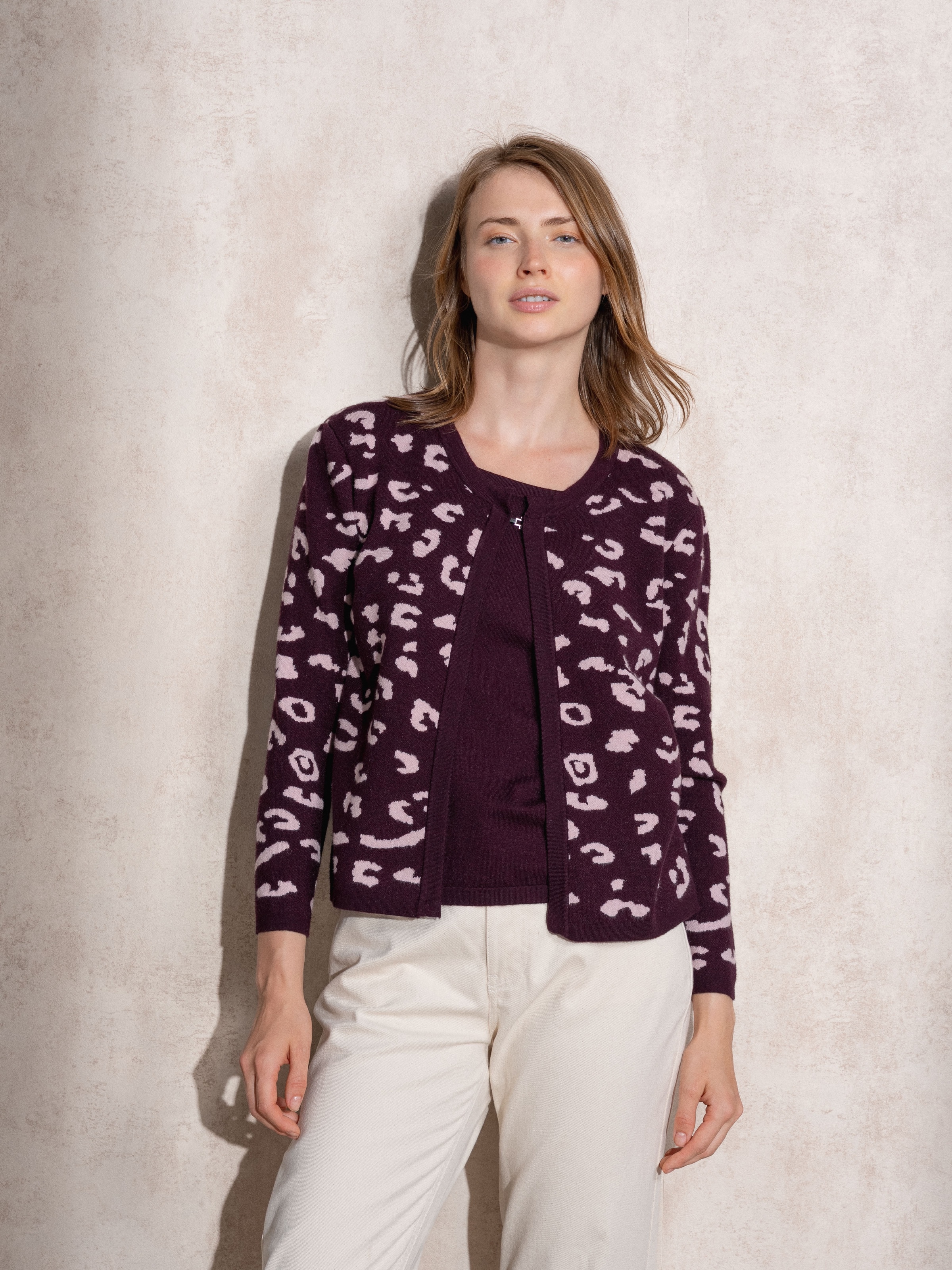 Casaco de malha com jacquard Vermelho-3