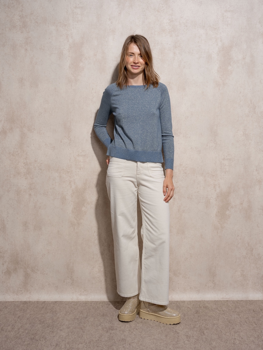 Camisola de decote redondo com lurex Azul-1
