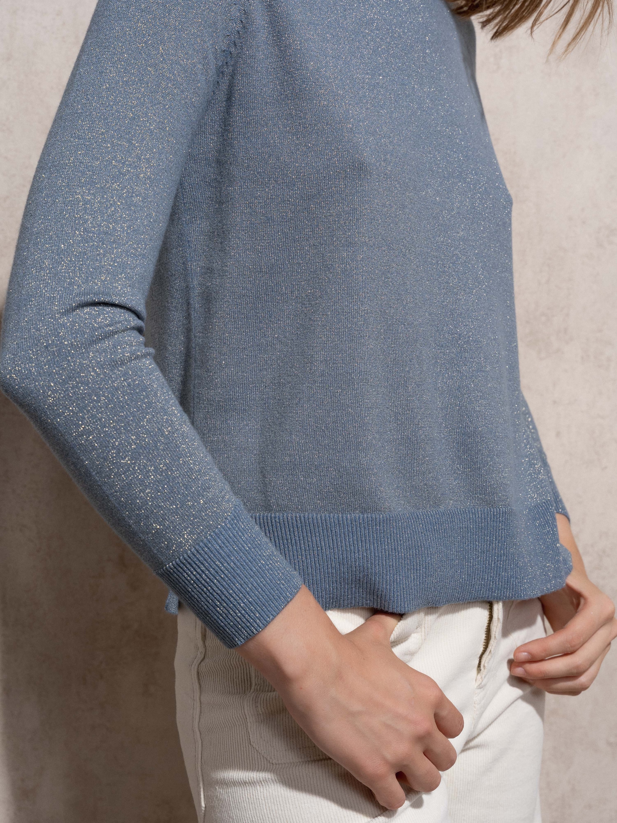 Camisola de decote redondo com lurex Azul-6