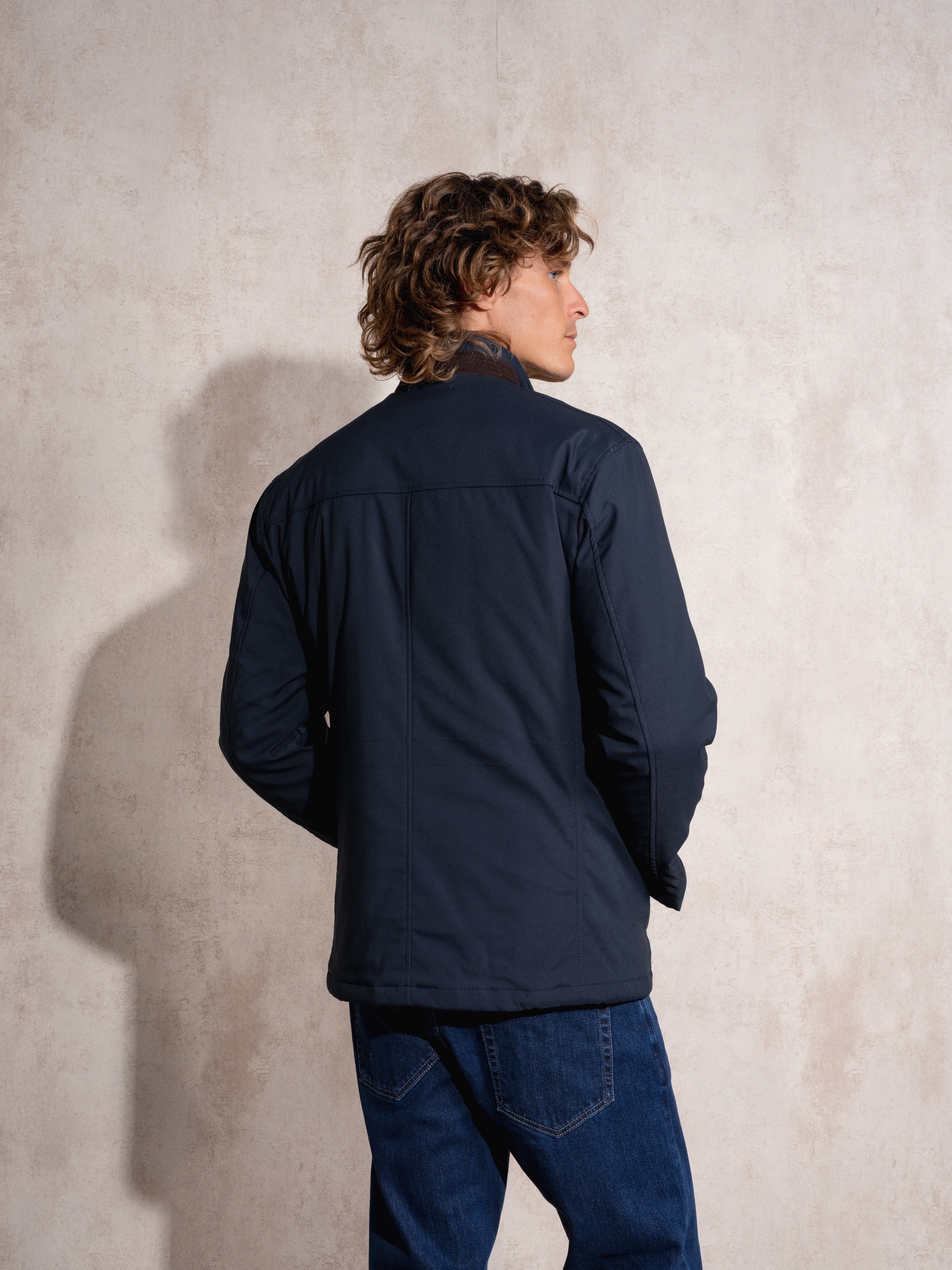 Casaco clássico com zipper Azul-marinho-5