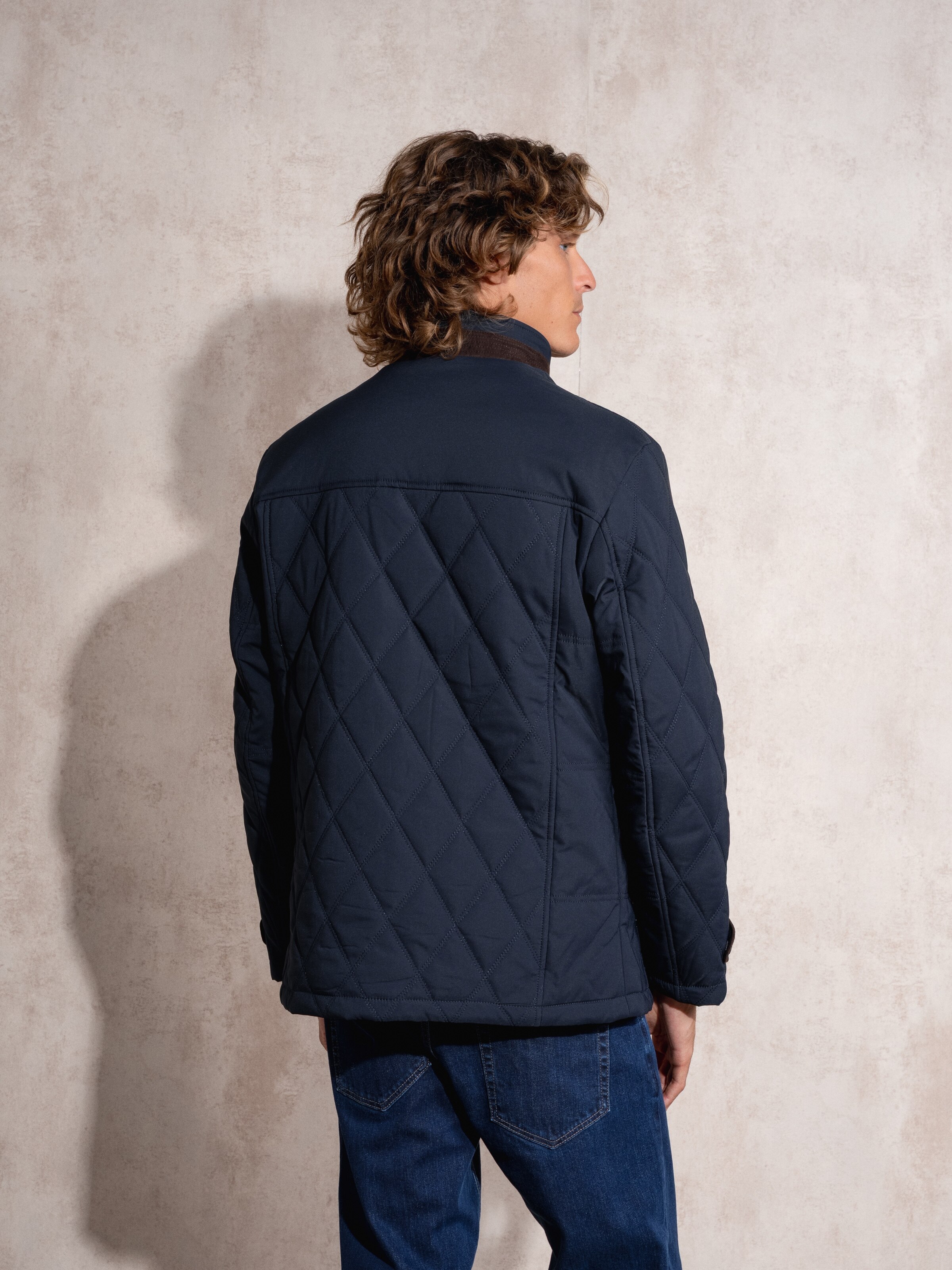 Casaco alcochoado com zipper Azul-marinho-5