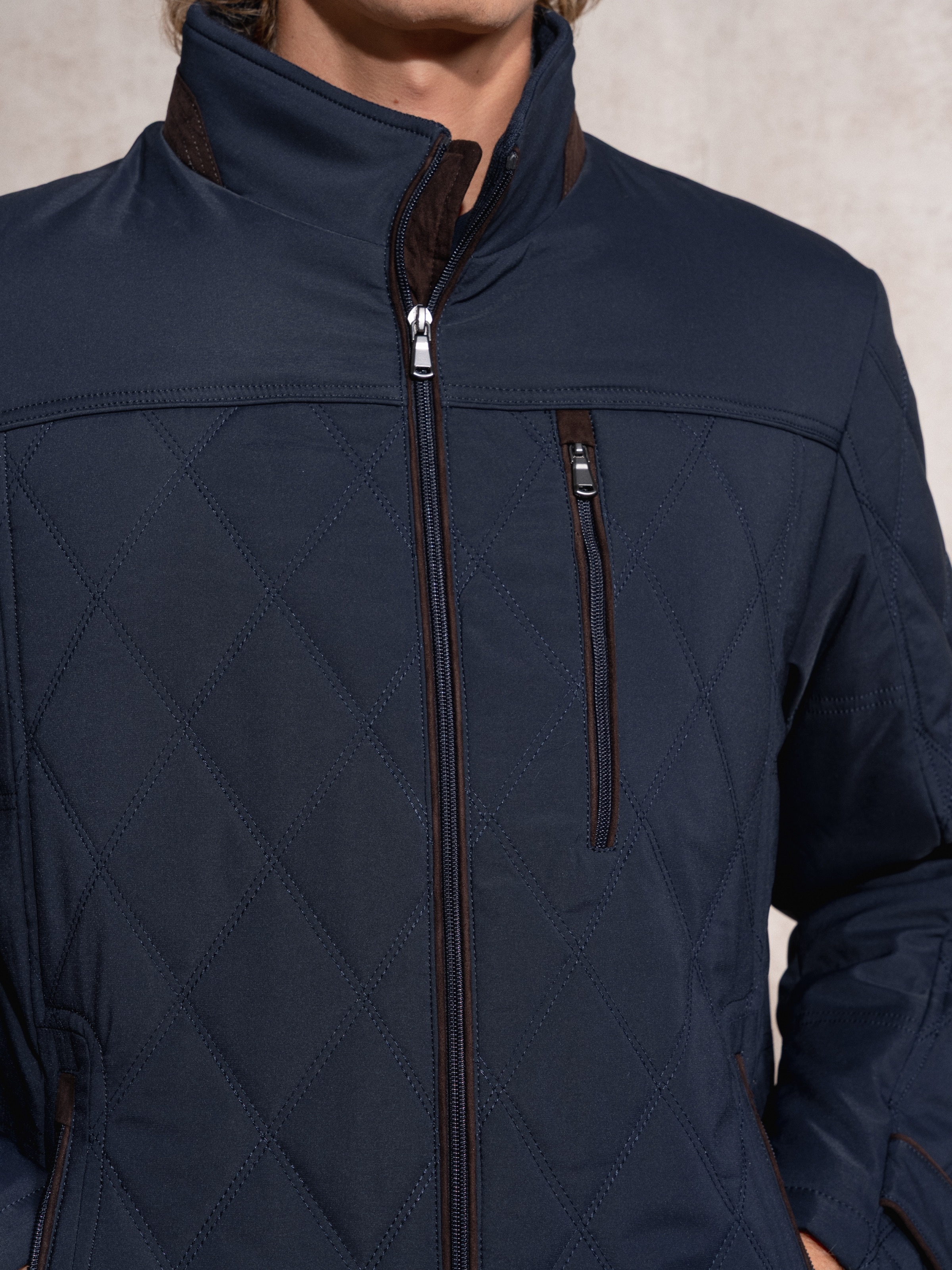 Casaco alcochoado com zipper Azul-marinho-6