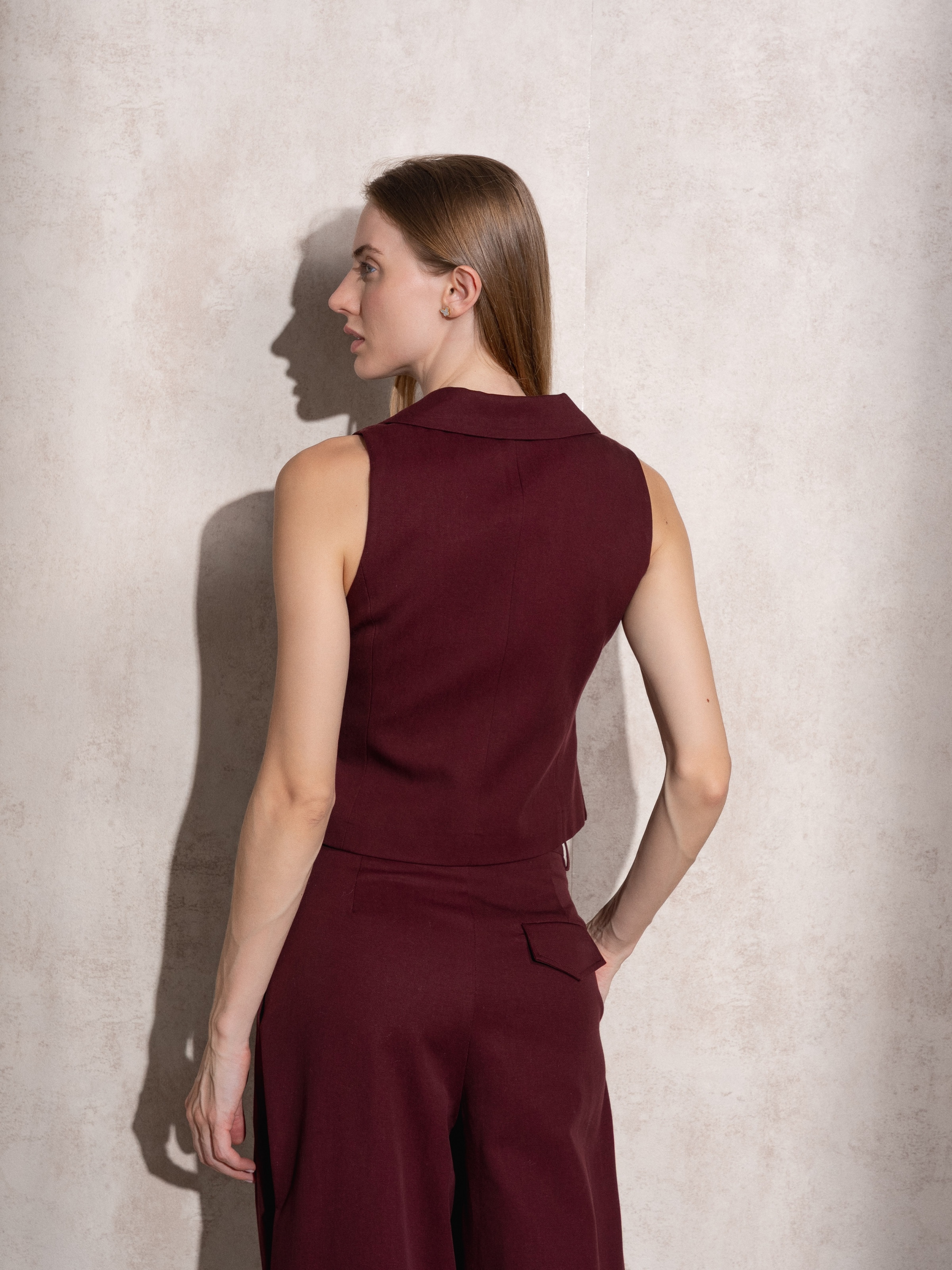 Colete de fato com botões Vermelho-5