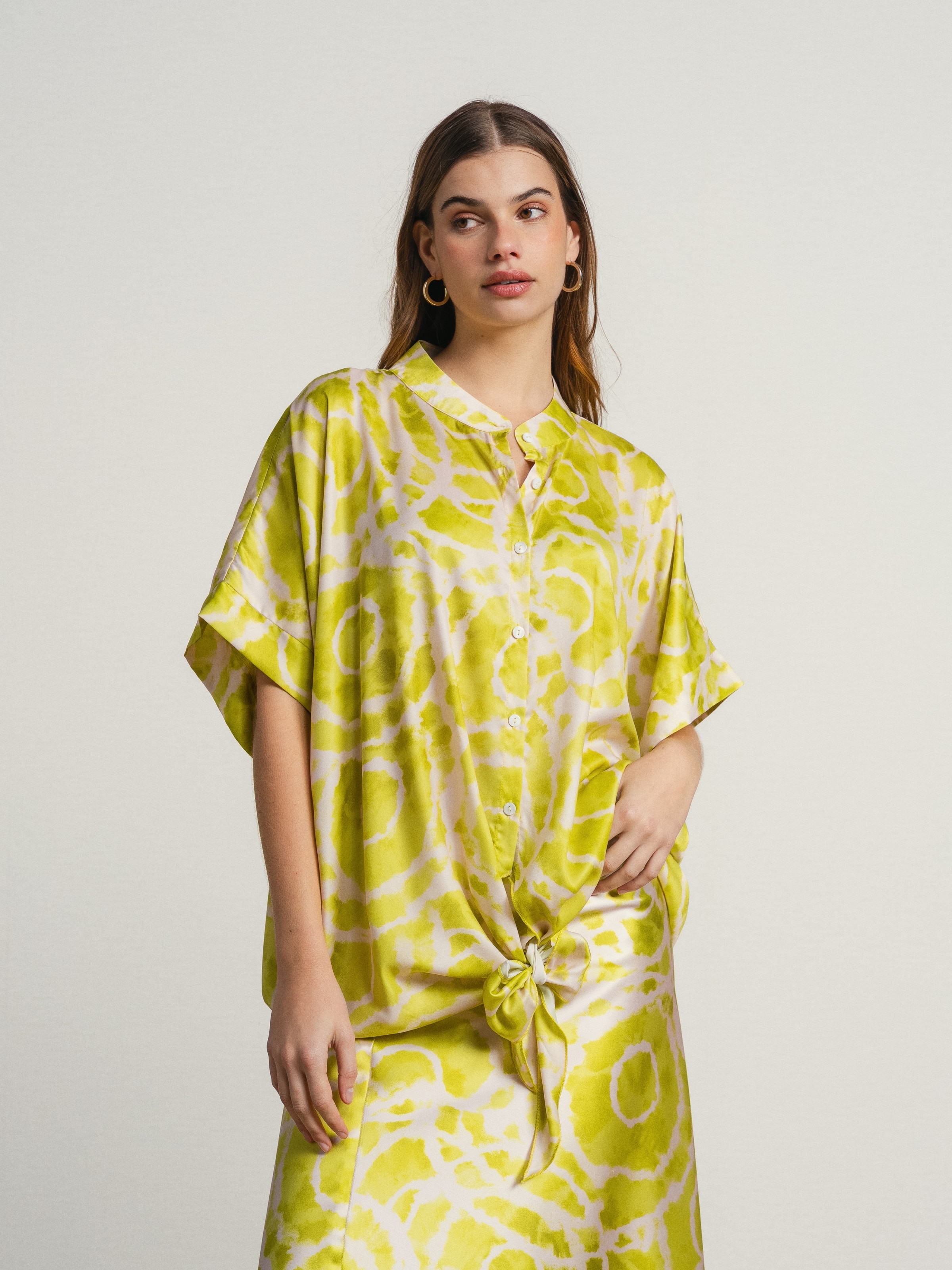 Tunica com estampado Caqui-2