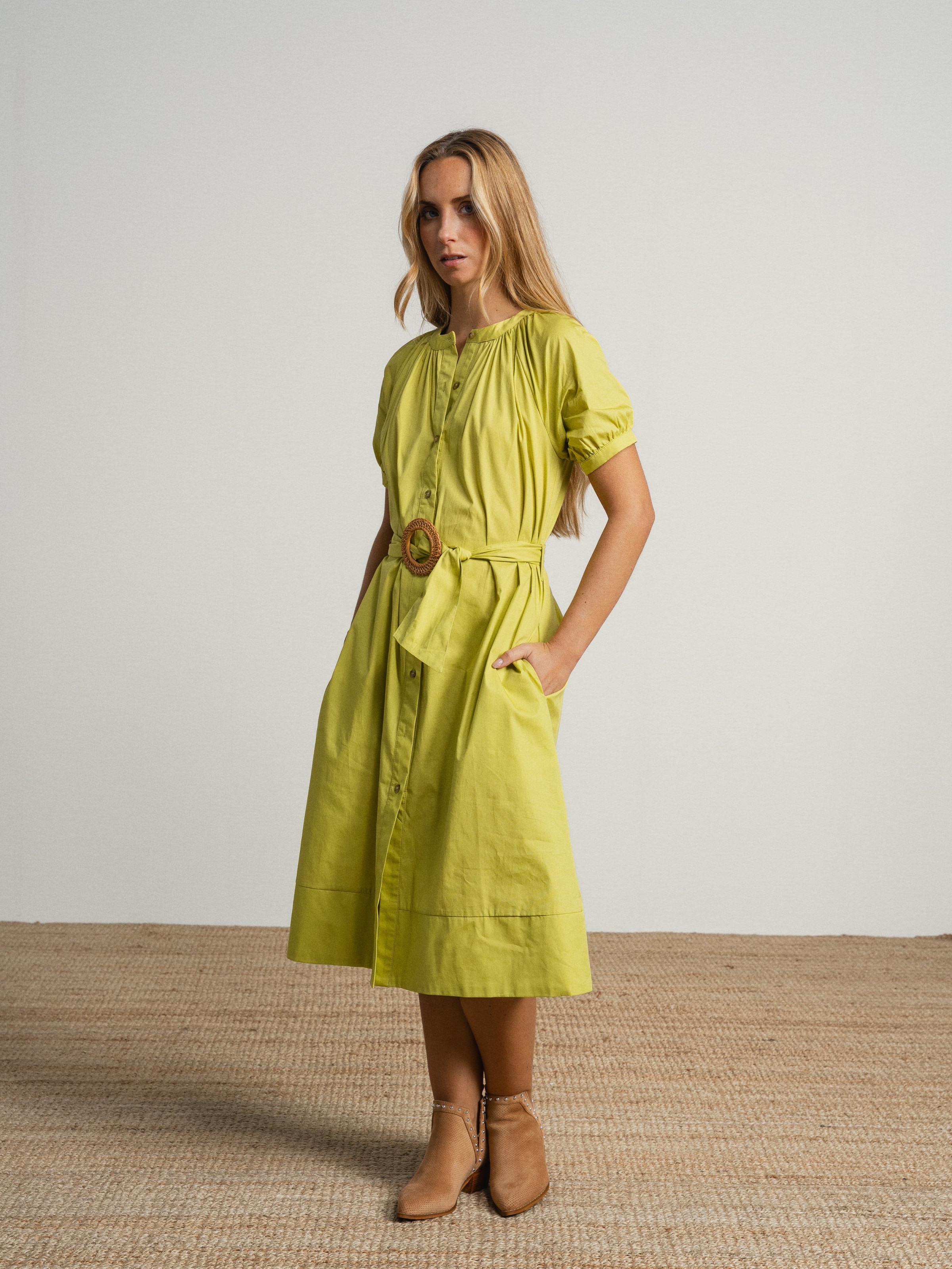 Imagem 0 de Vestido de algodão recto com cinto