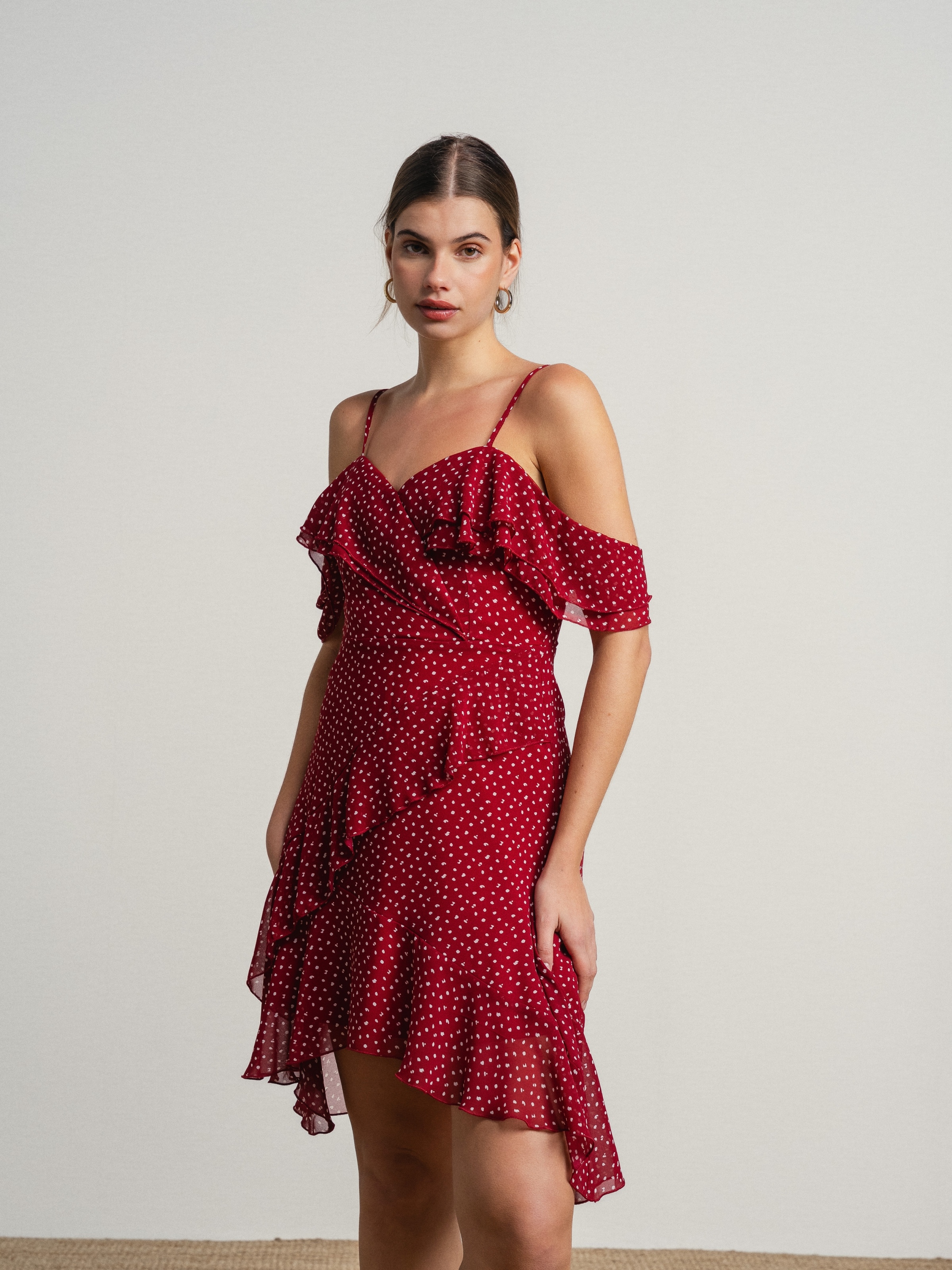 Vestido as bolinhas Vermelho-3