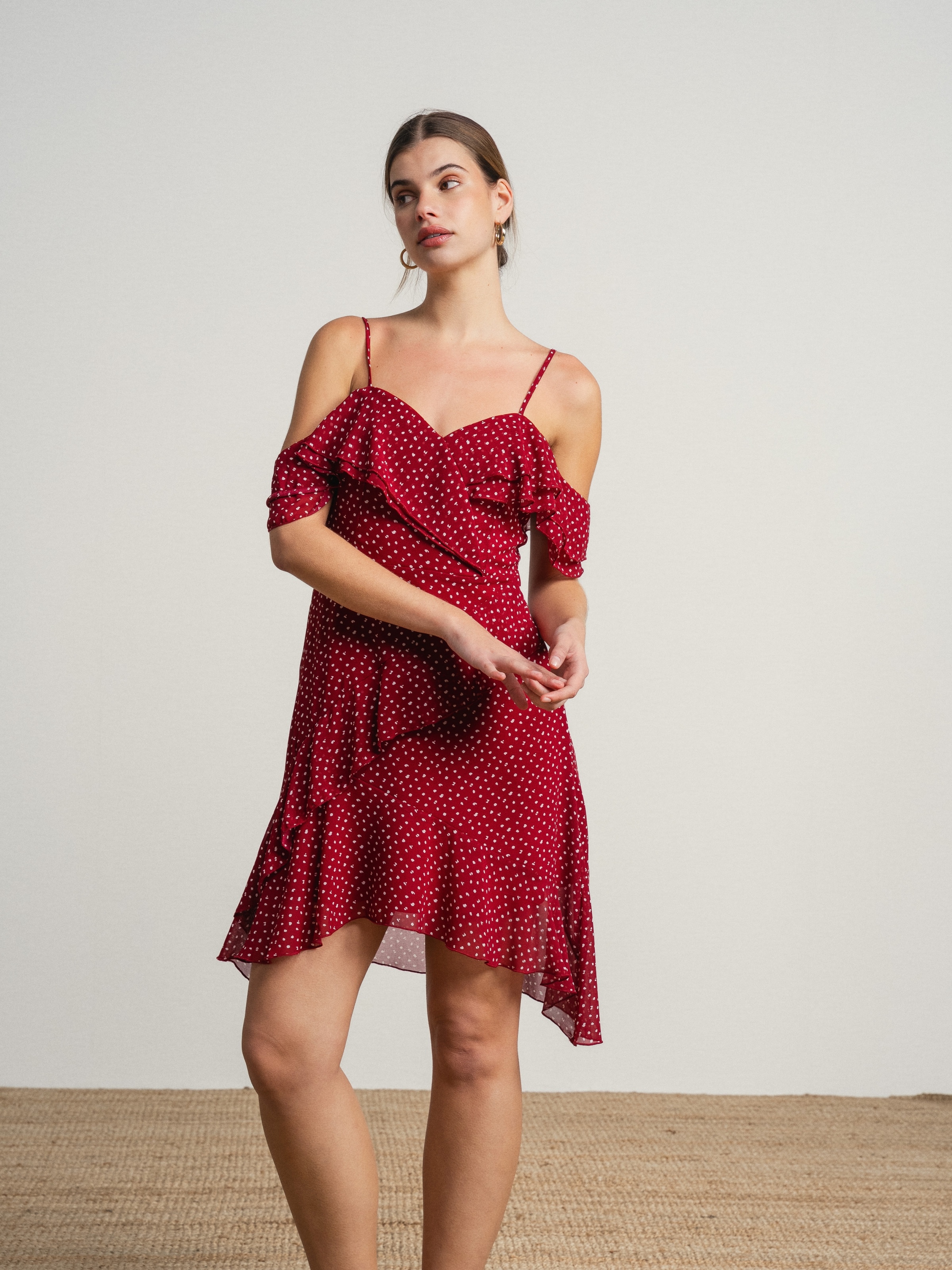 Vestido as bolinhas Vermelho-4