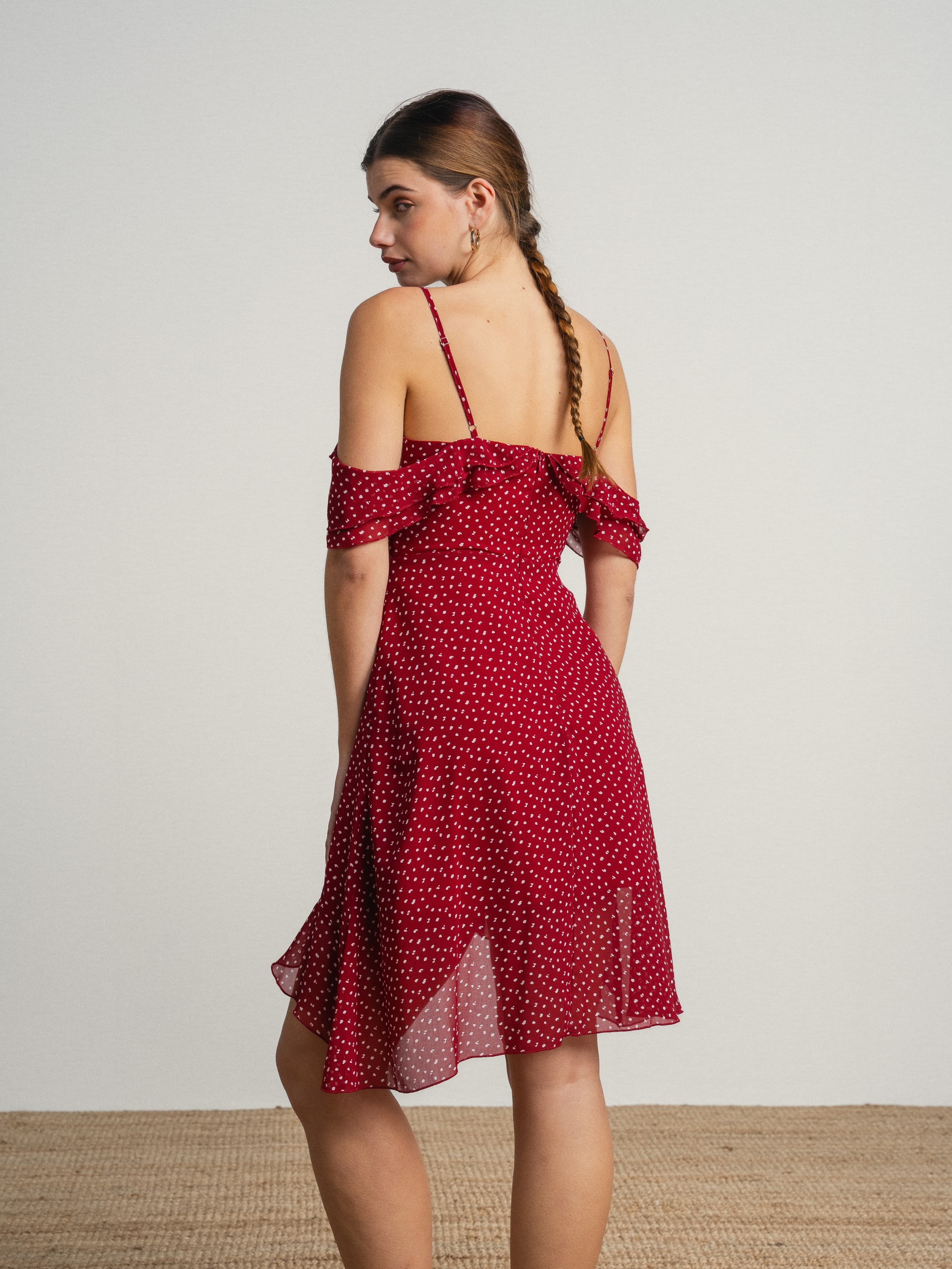 Vestido as bolinhas Vermelho-6