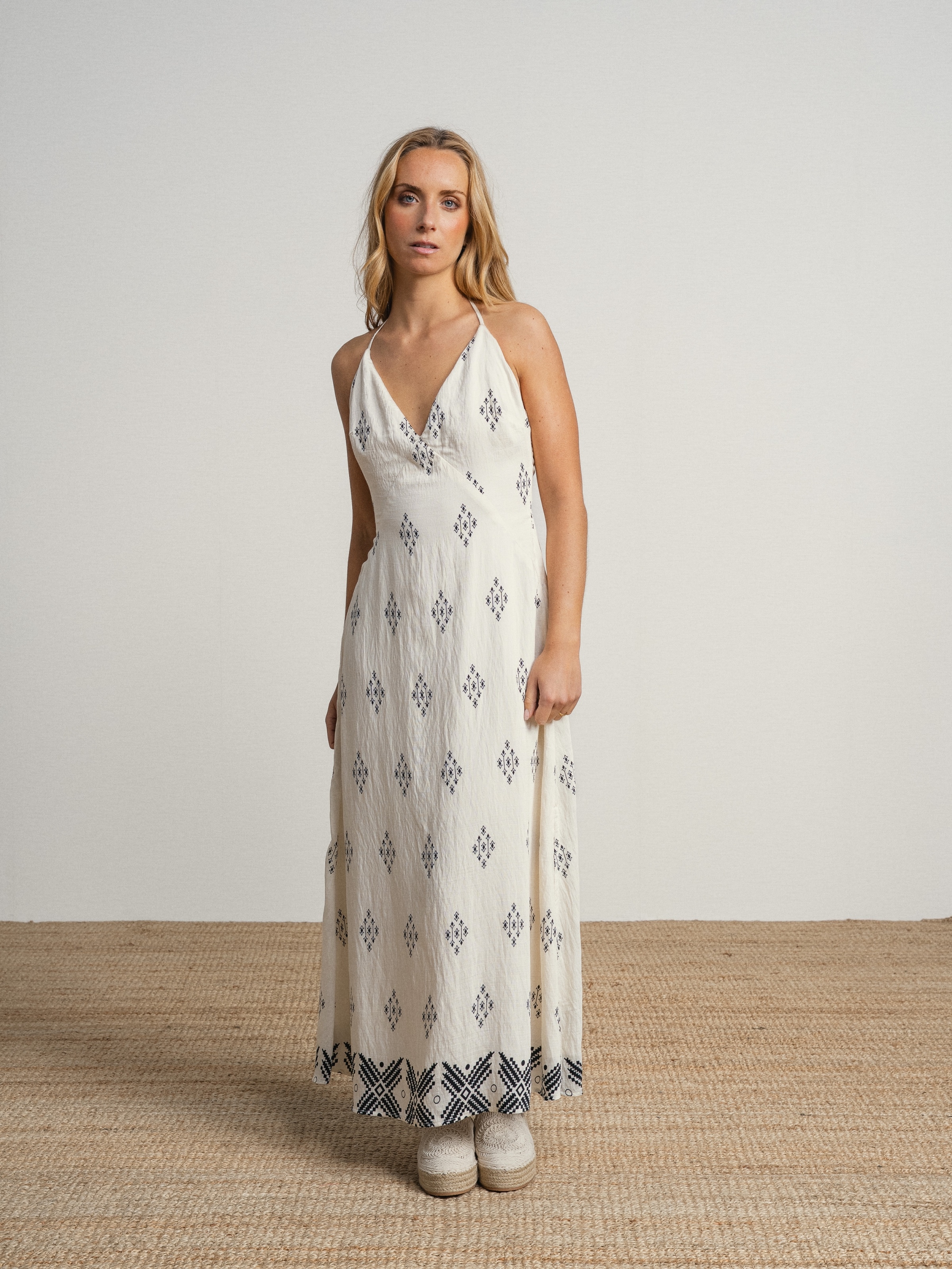 Imagem 0 de Vestido Comprido Estampado com decote em V e Alça fina