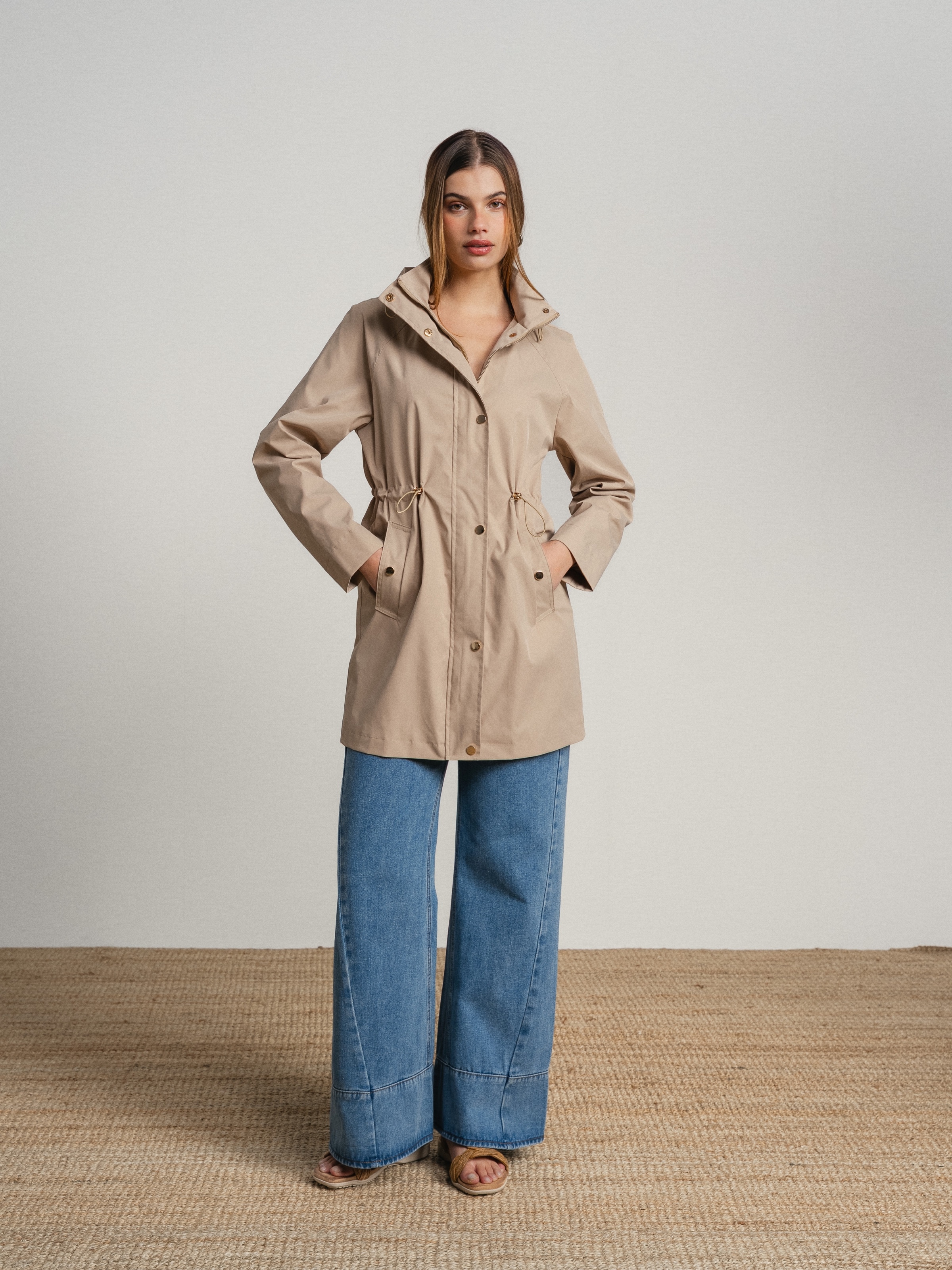 Parka com capuz Bege-3