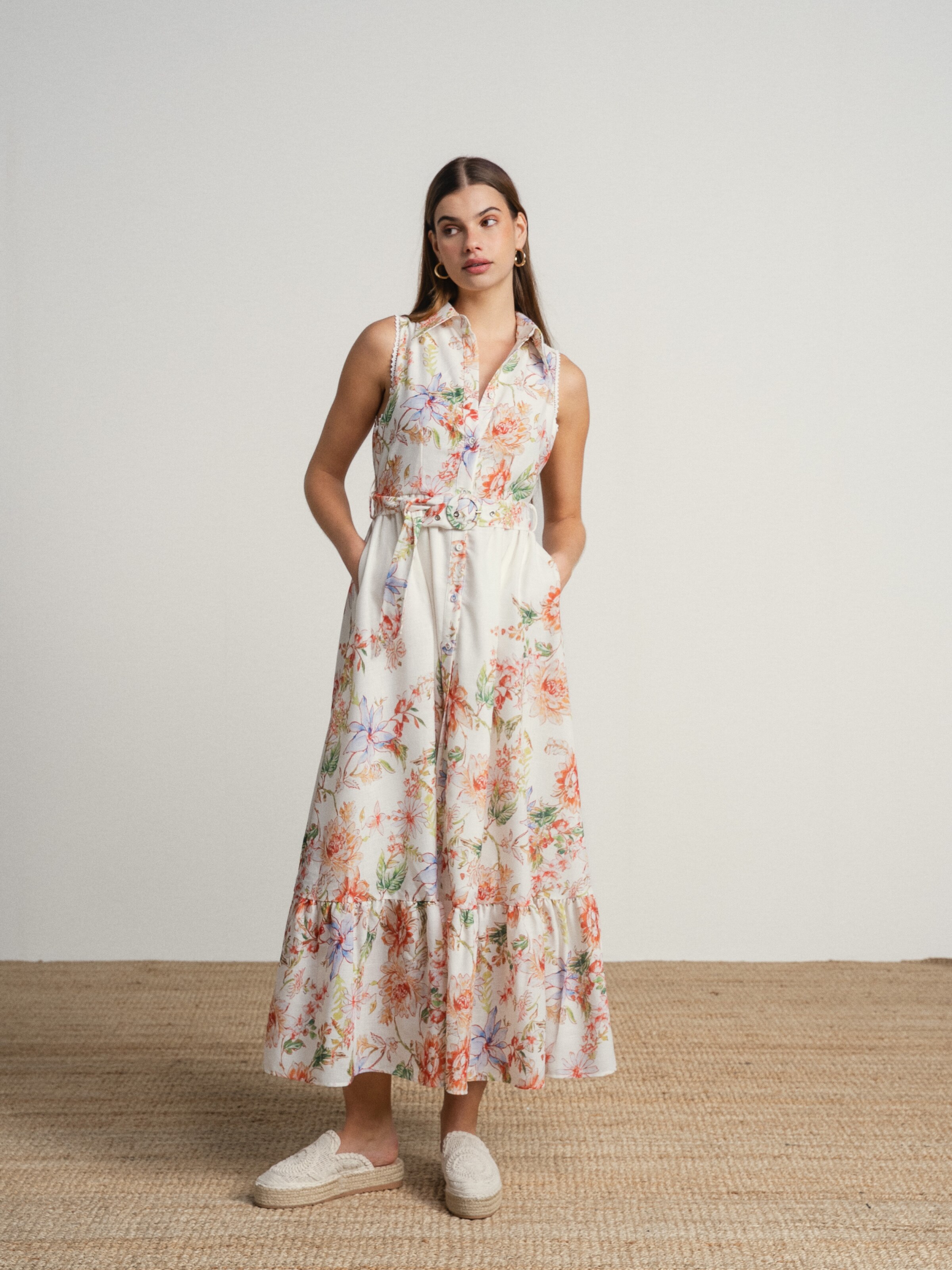 Imagem 0 de Vestido comprido com estampado formal