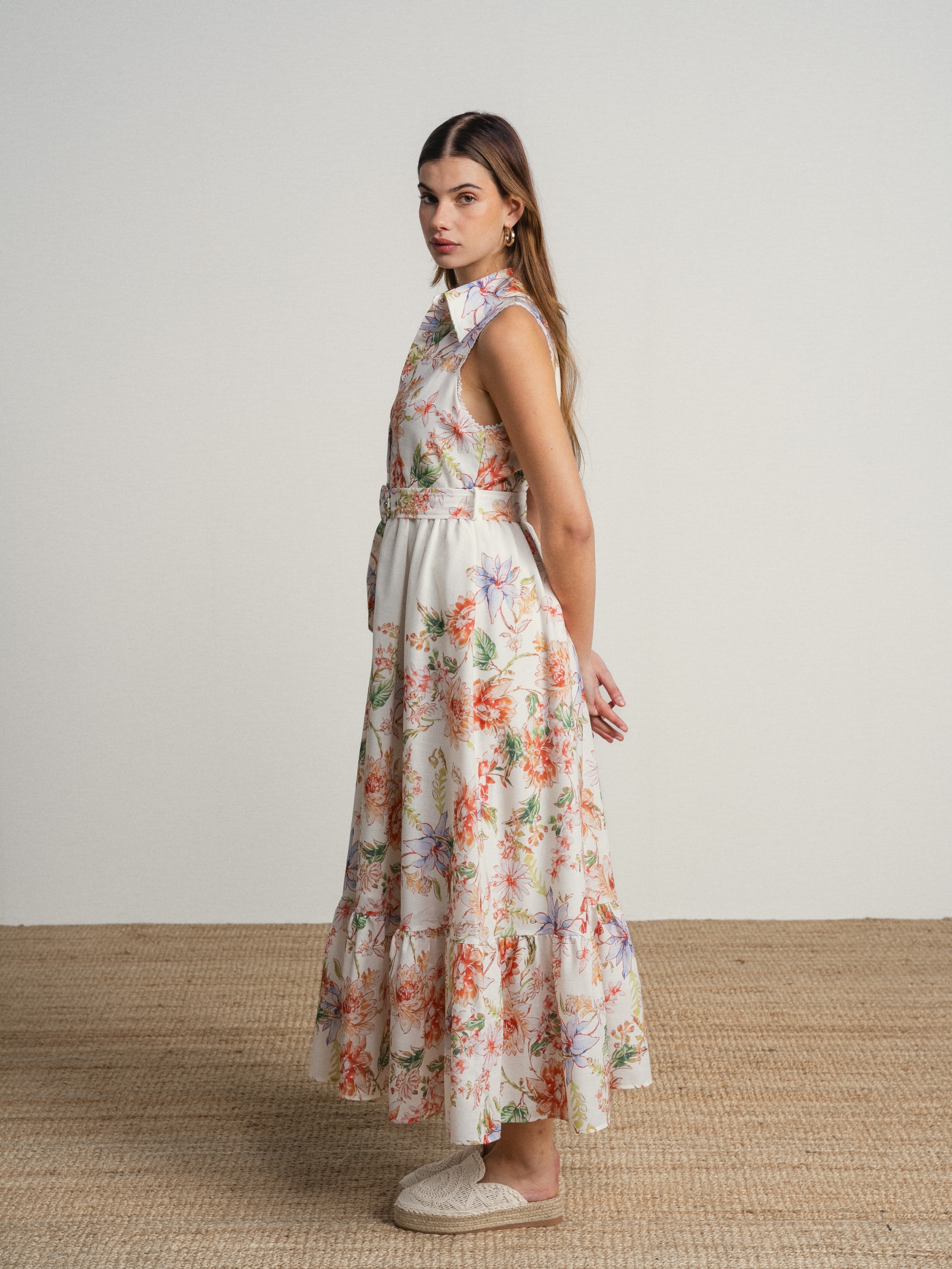 Vestido comprido com estampado formal Multicolor-4