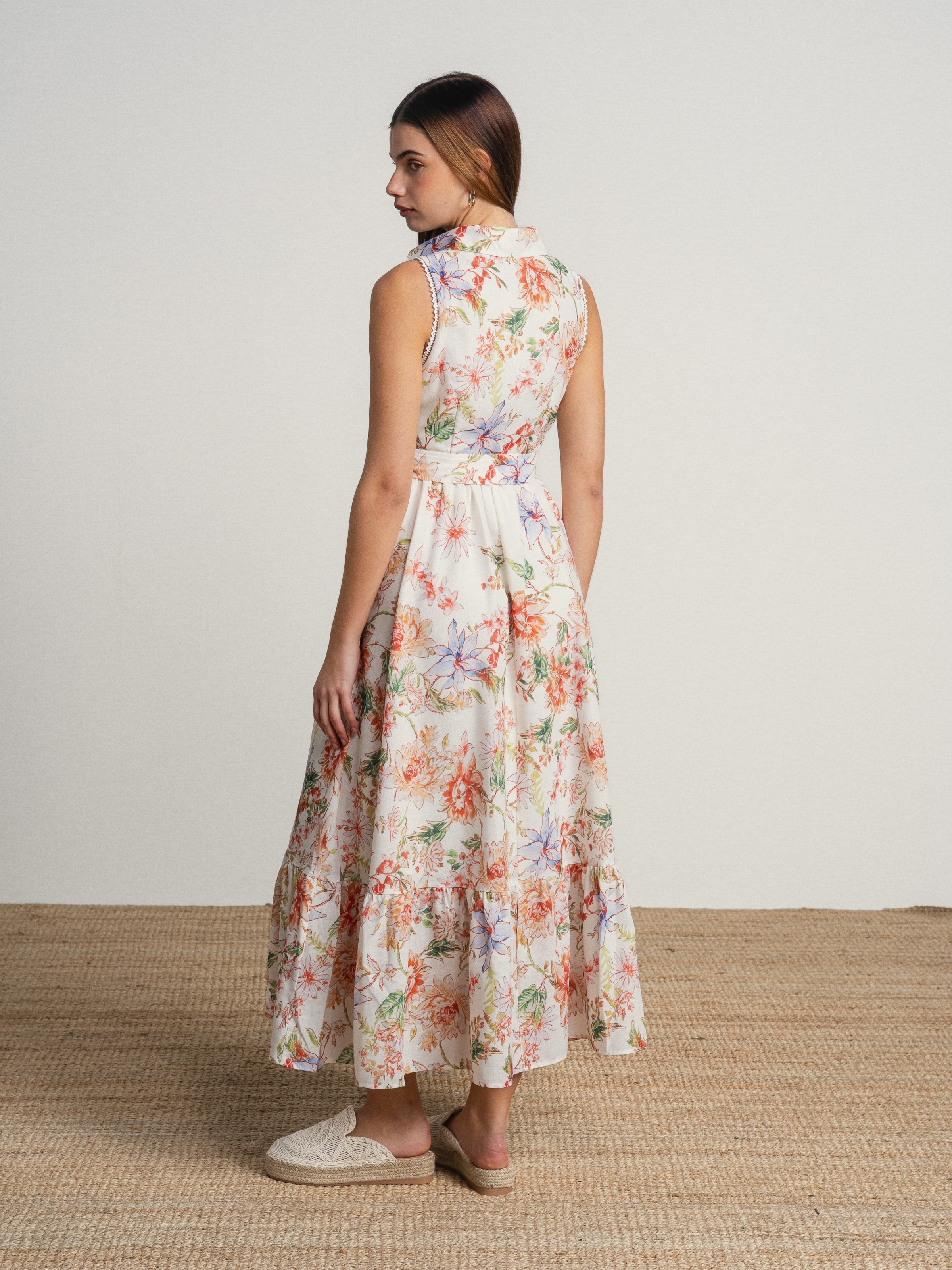 Vestido comprido com estampado formal Multicolor-5