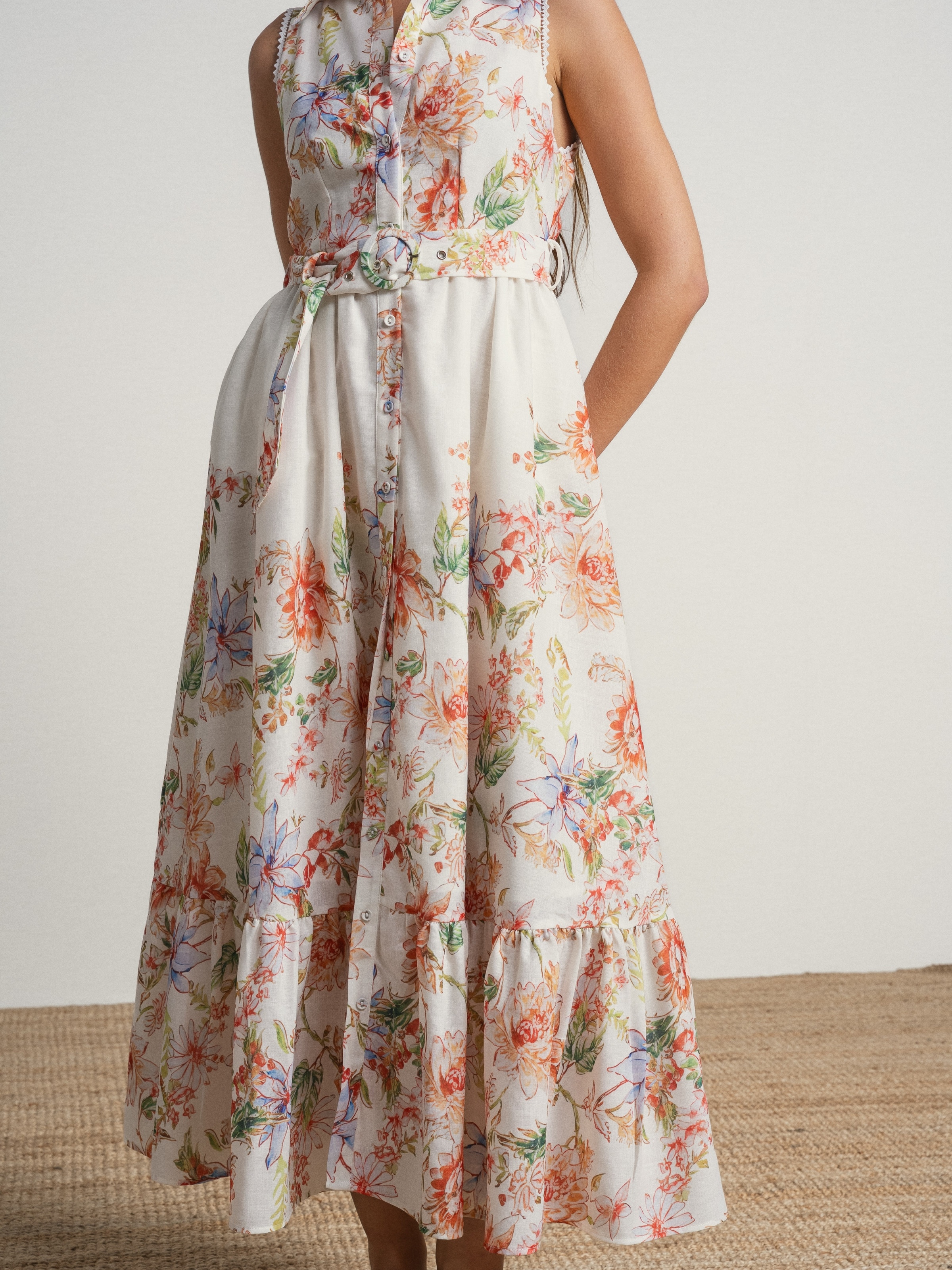 Vestido comprido com estampado formal Multicolor-6