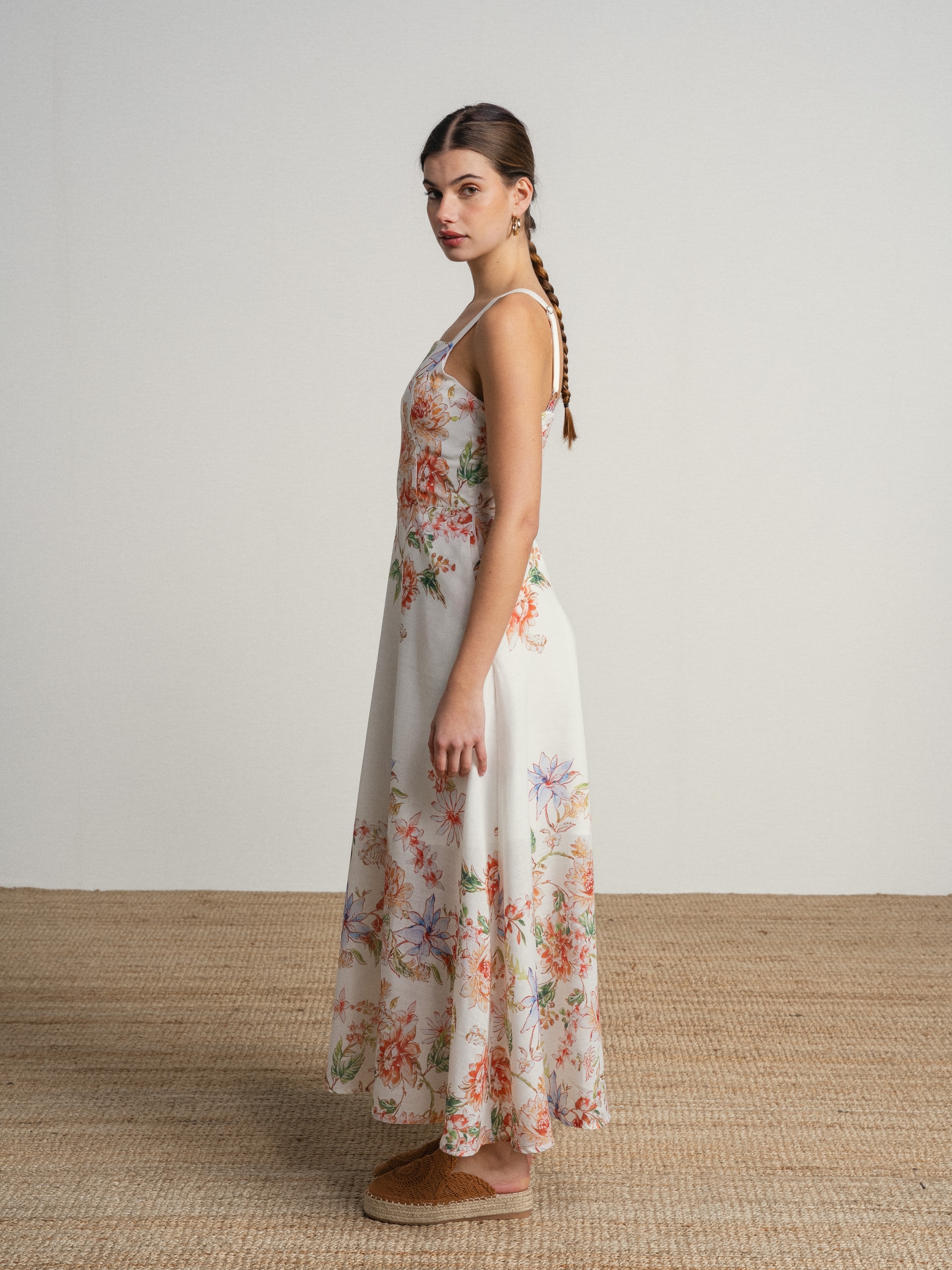 Vestido de alças finas com estampado Multicolor-3