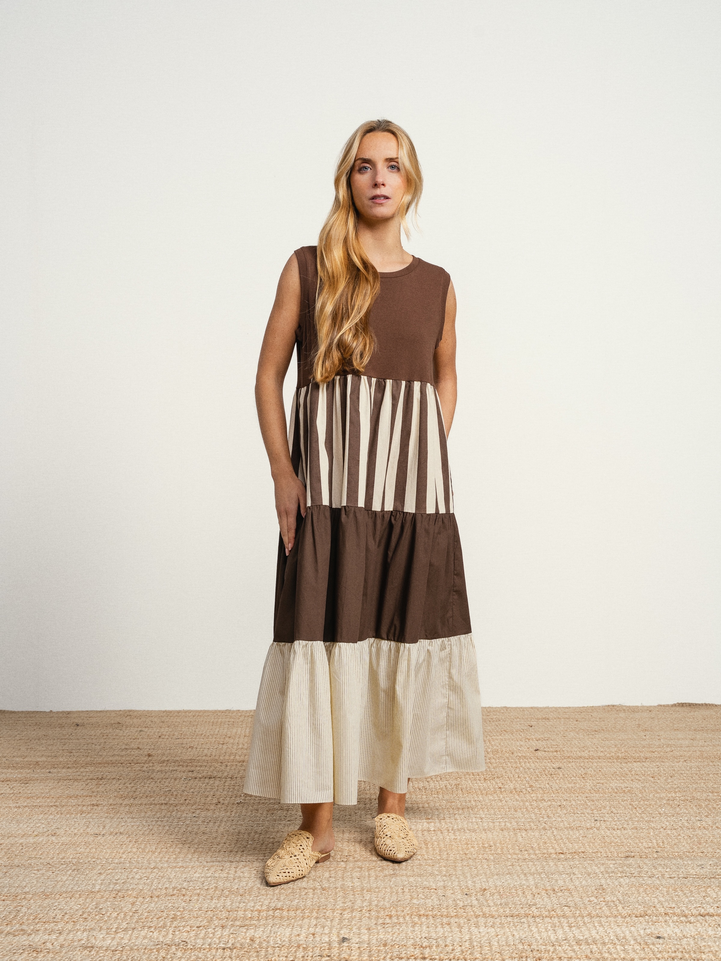 Vestido comprido Castanho-3