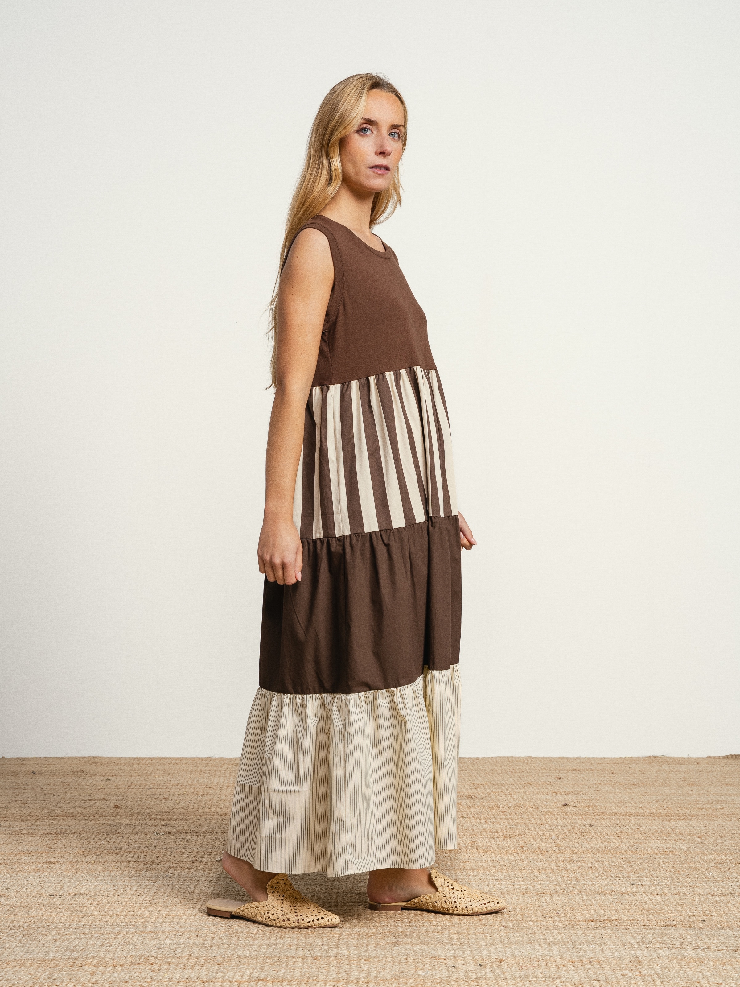 Vestido comprido Castanho-4