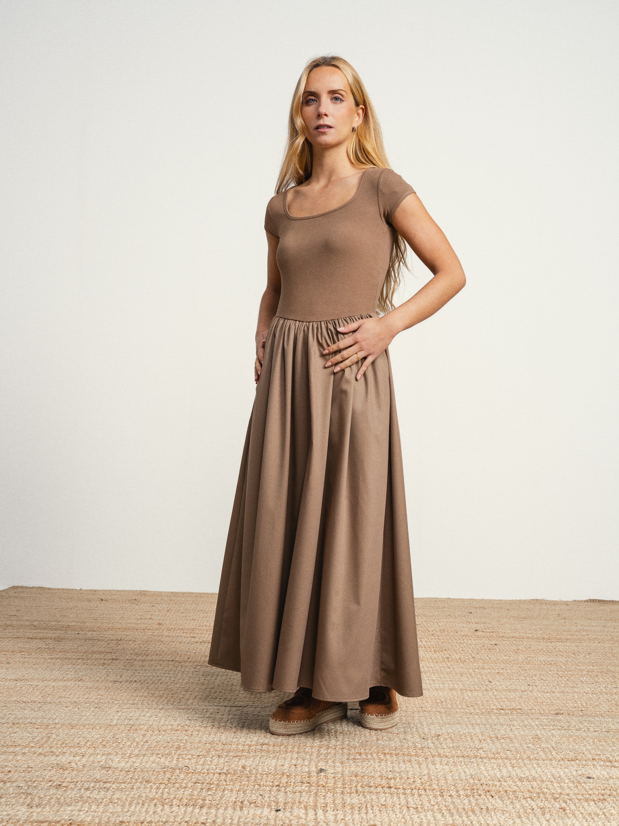 Vestido comprido Castanho-6