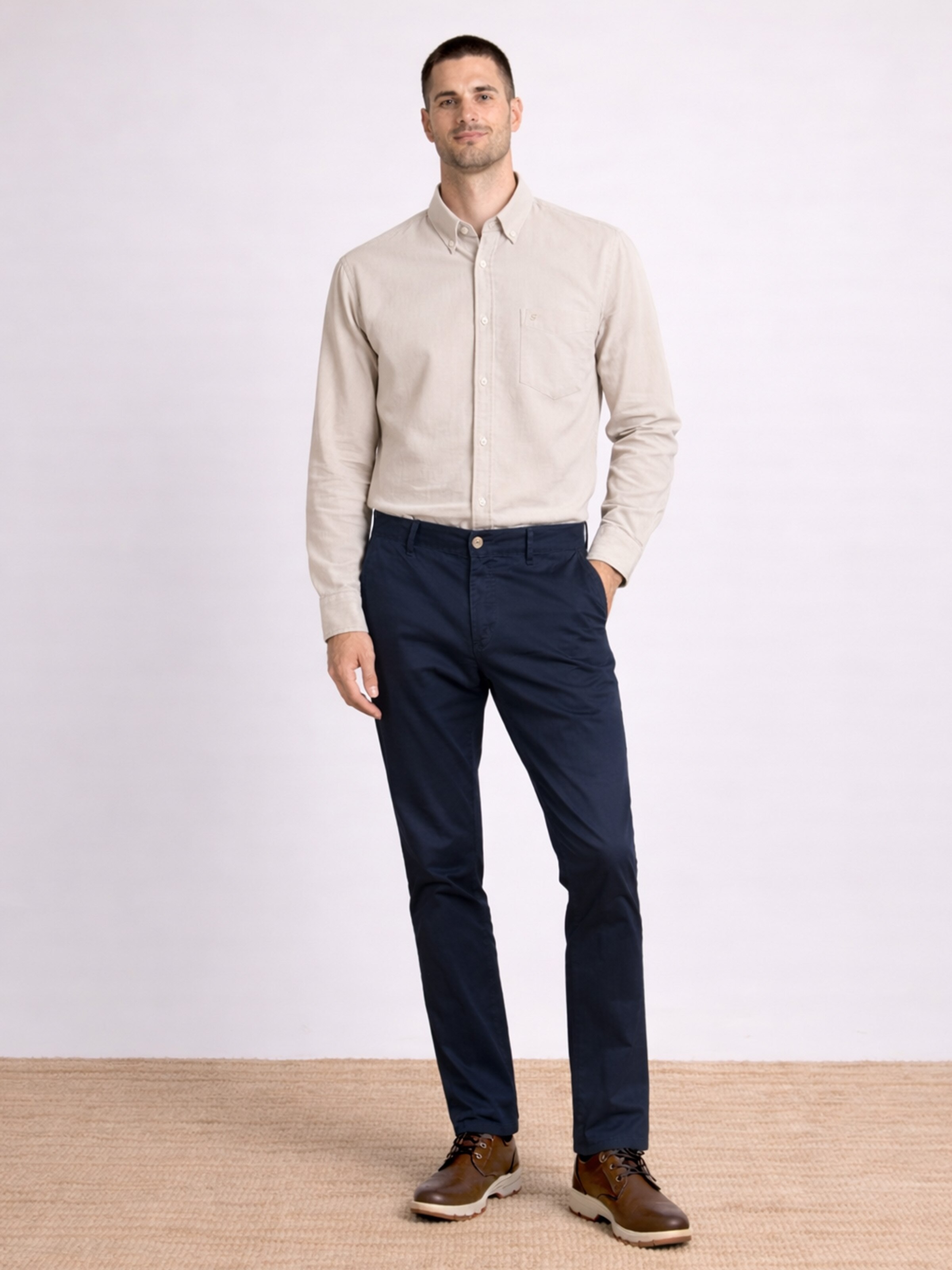 Camisa regular fit Bege-3