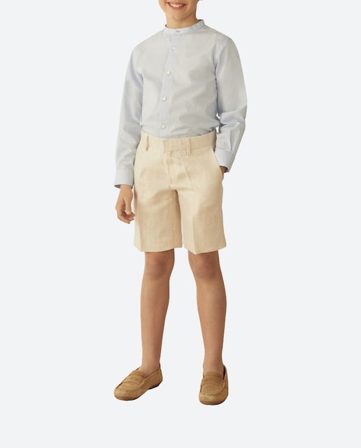 Imagen 0 de Bermuda 100% lino de niño en color azul