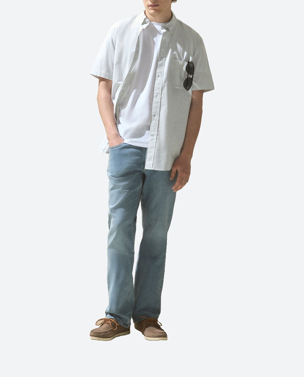 Imagen 0 de Camisa raya popelín cuadro bicolor de hombre