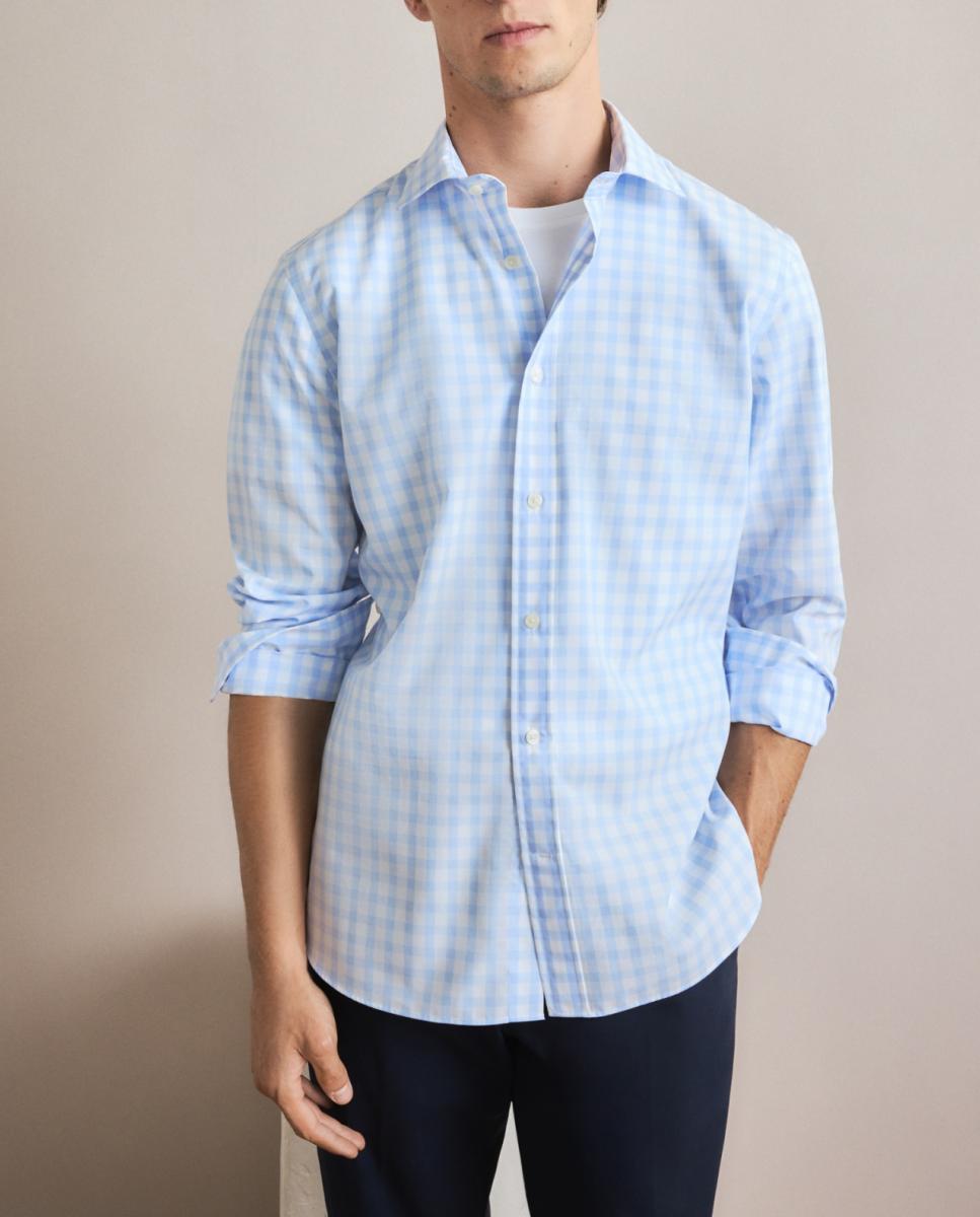 Imagen 0 de Camisa sport non iron fantasía cuadro de hombre