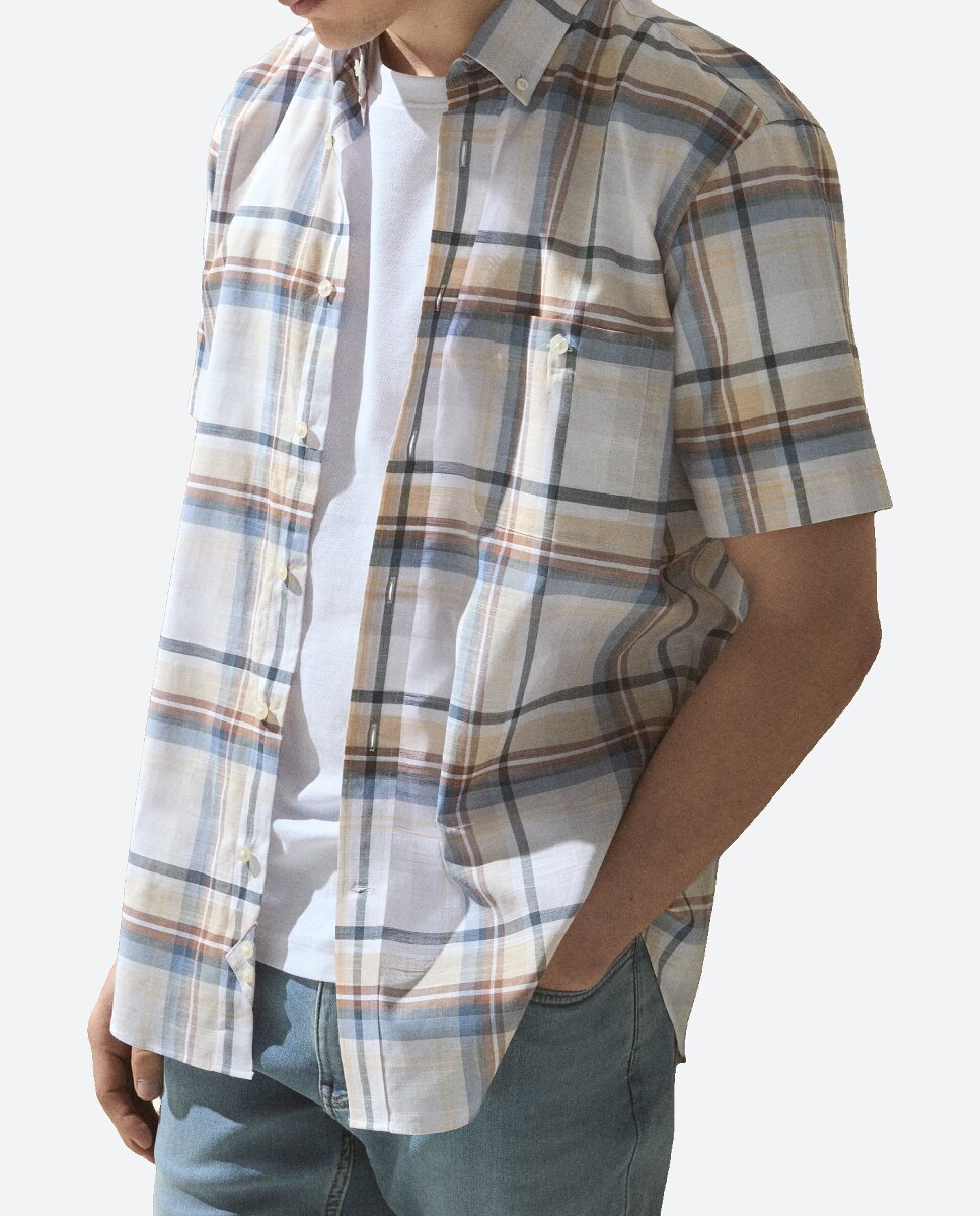 Imagen 0 de Camisa cuadro madrás manga corta de hombre