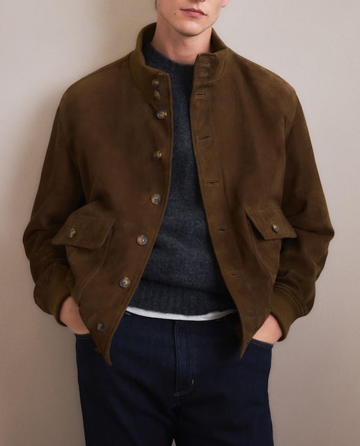 Imagen 0 de Cazadora de hombre tipo bomber en ante de caprino