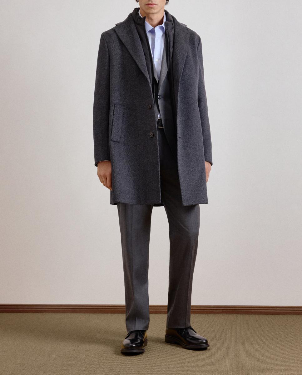 Imagen 0 de Abrigo espiga gris modulable de hombre.