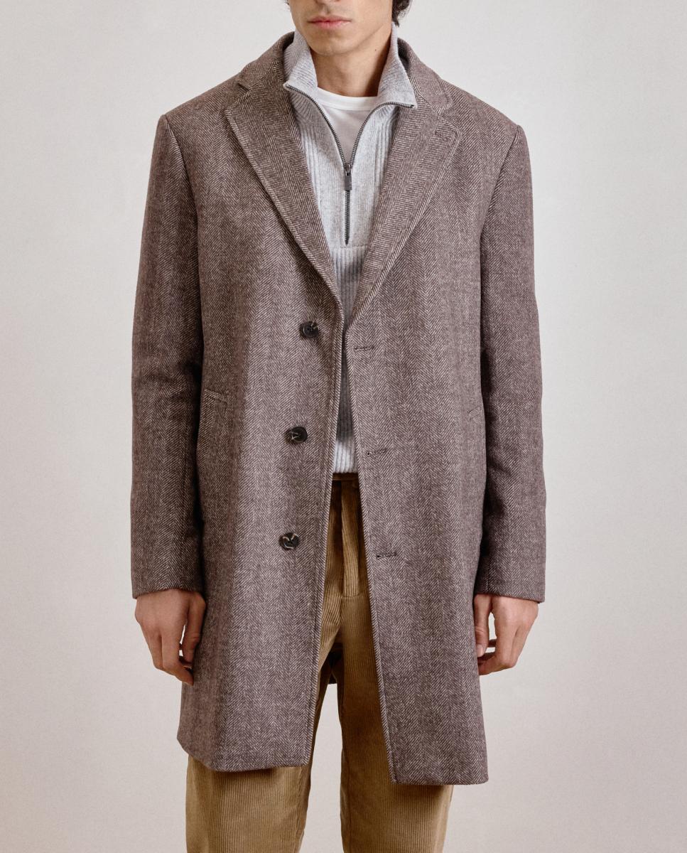 Imagen 0 de Abrigo espiga marron modulable de hombre.