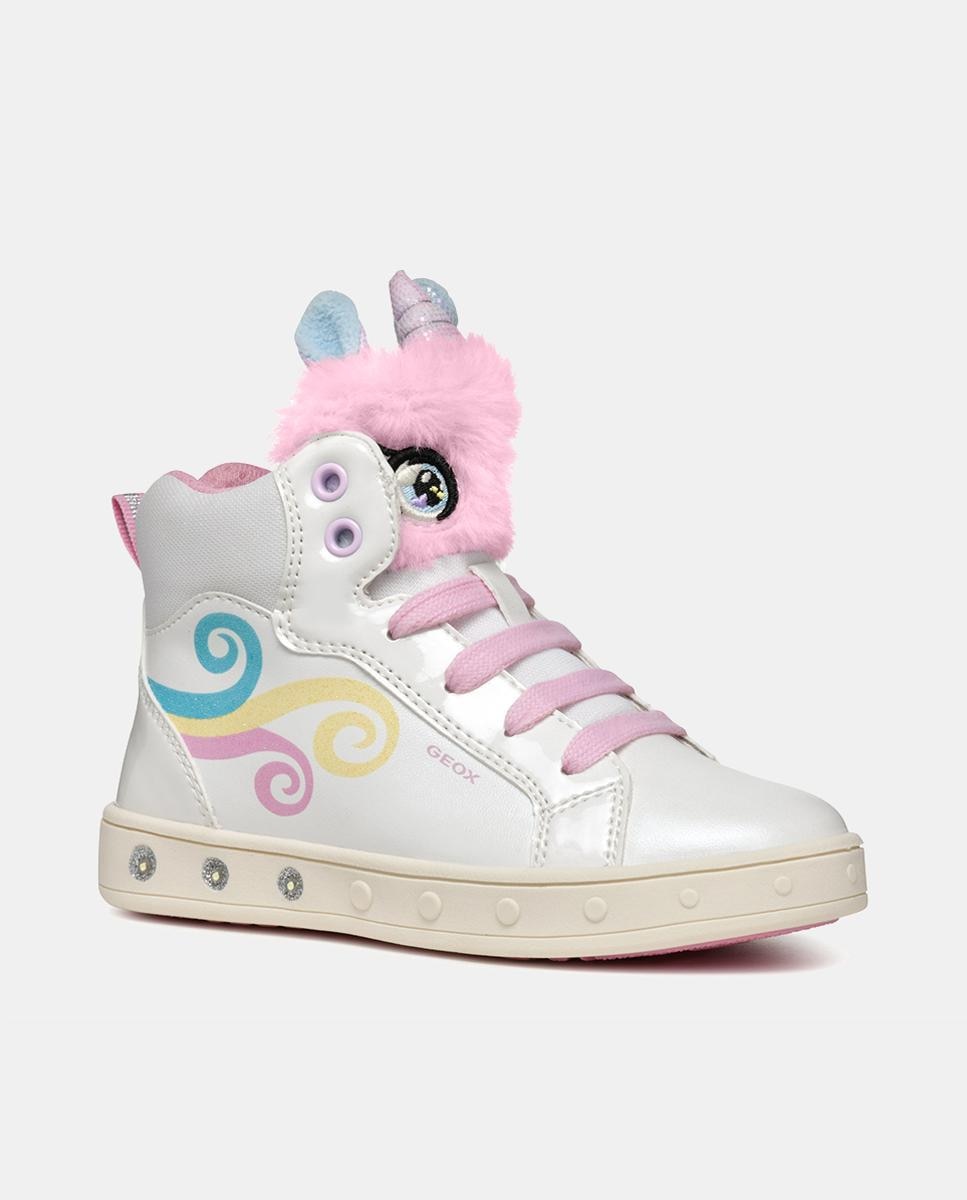 Imagen 0 de Deportiva mid cut de nina de color blanco con luces y aplicaciones 3D