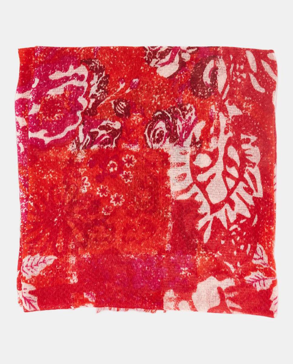 Imagen 0 de Pañuelo de lana con estampado abstracto rojo