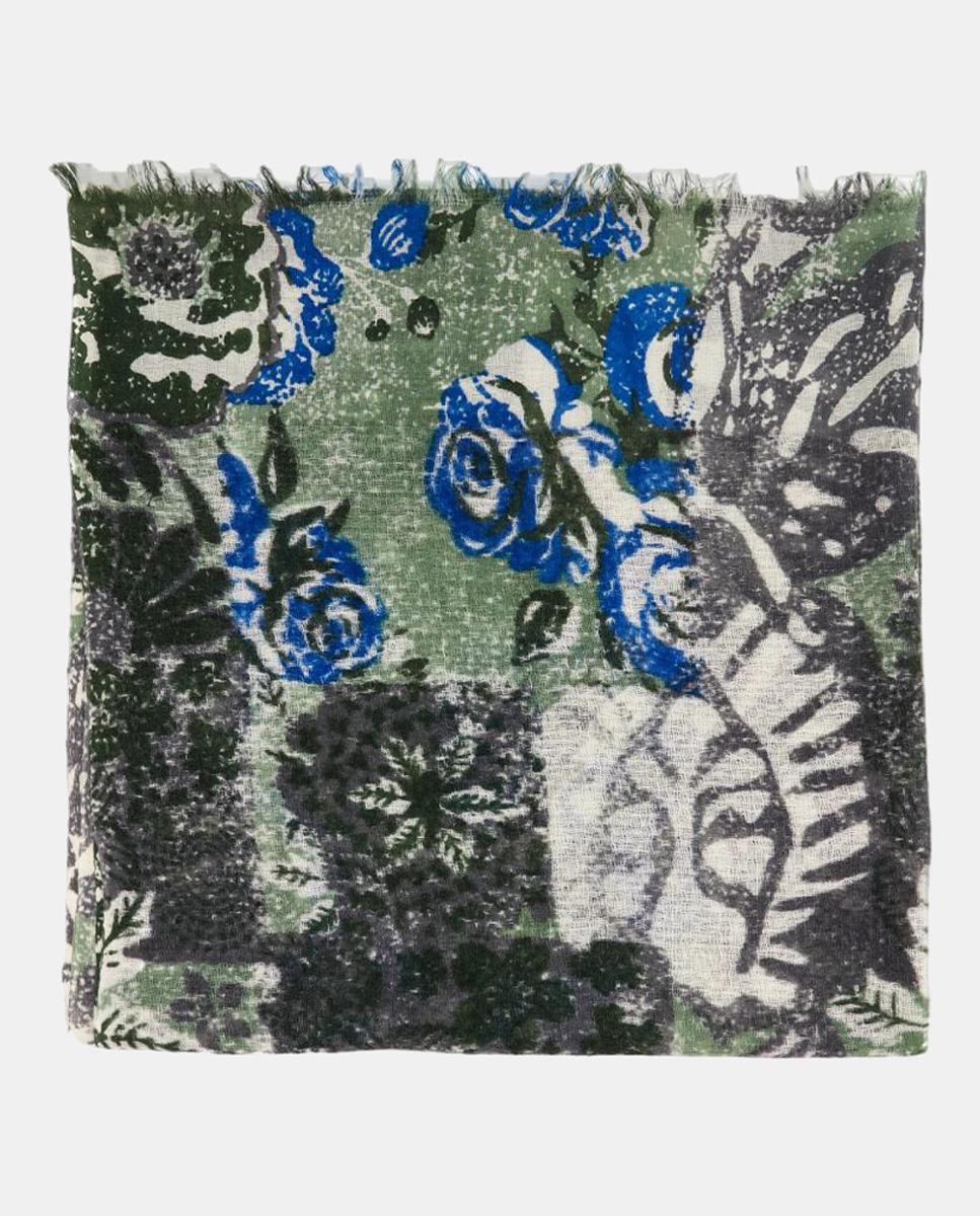 Imagen 0 de Pañuelo de lana con estampado abstracto verde