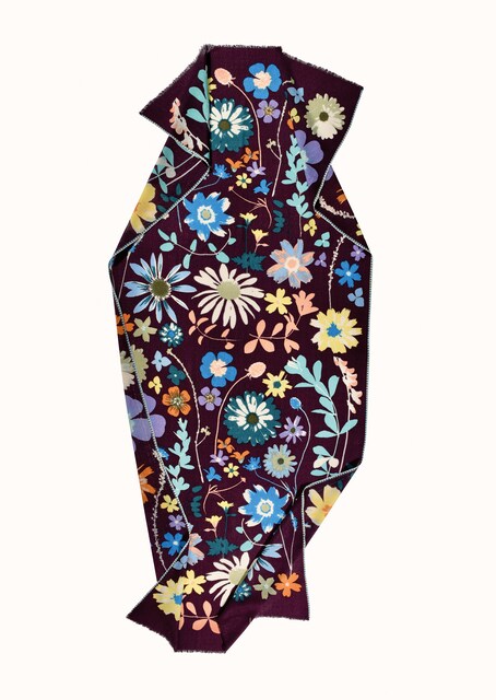 Echarpe de lana con estampado floral