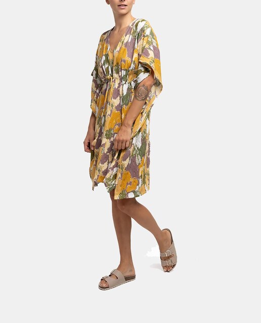 Imagen 0 de Caftán de viscosa Oceans Diary con estampado abstracto