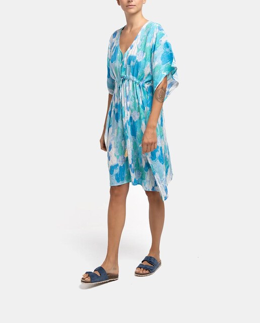 Imagen 0 de Caftán de viscosa Oceans Diary con estampado abstracto