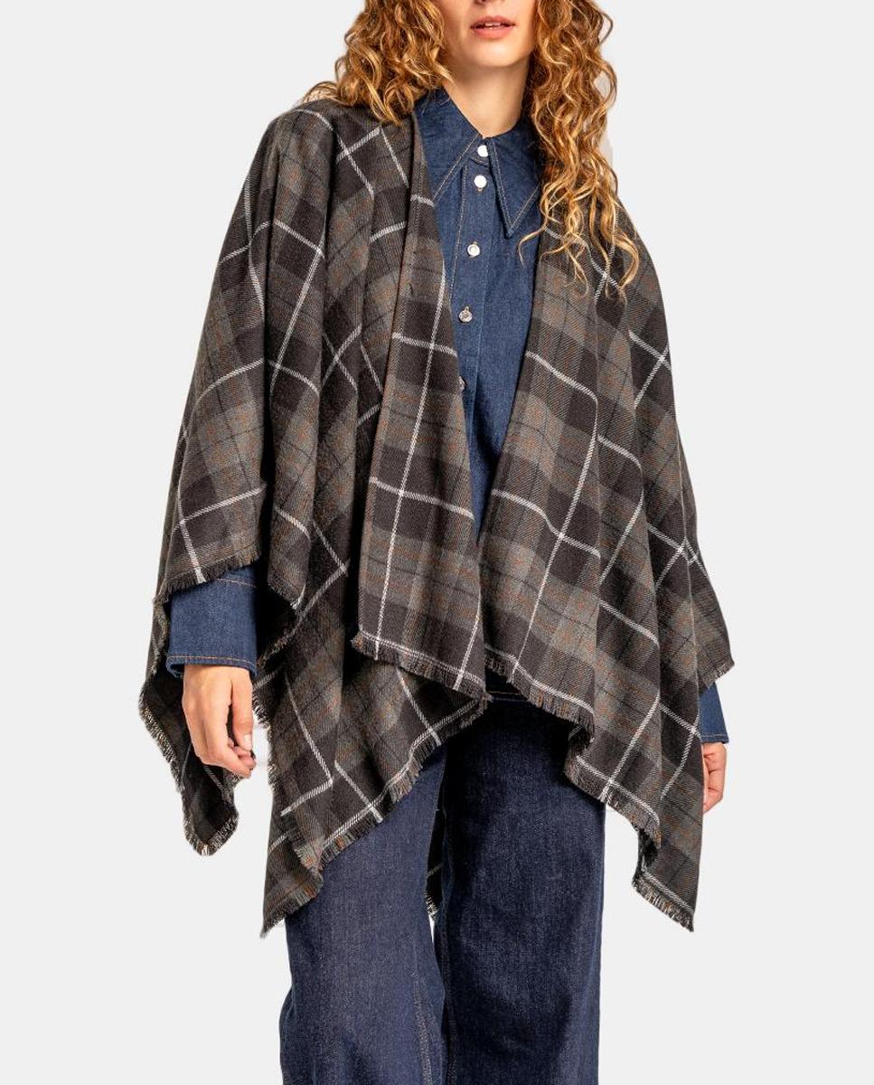 Imagen 0 de Poncho a cuadros negro