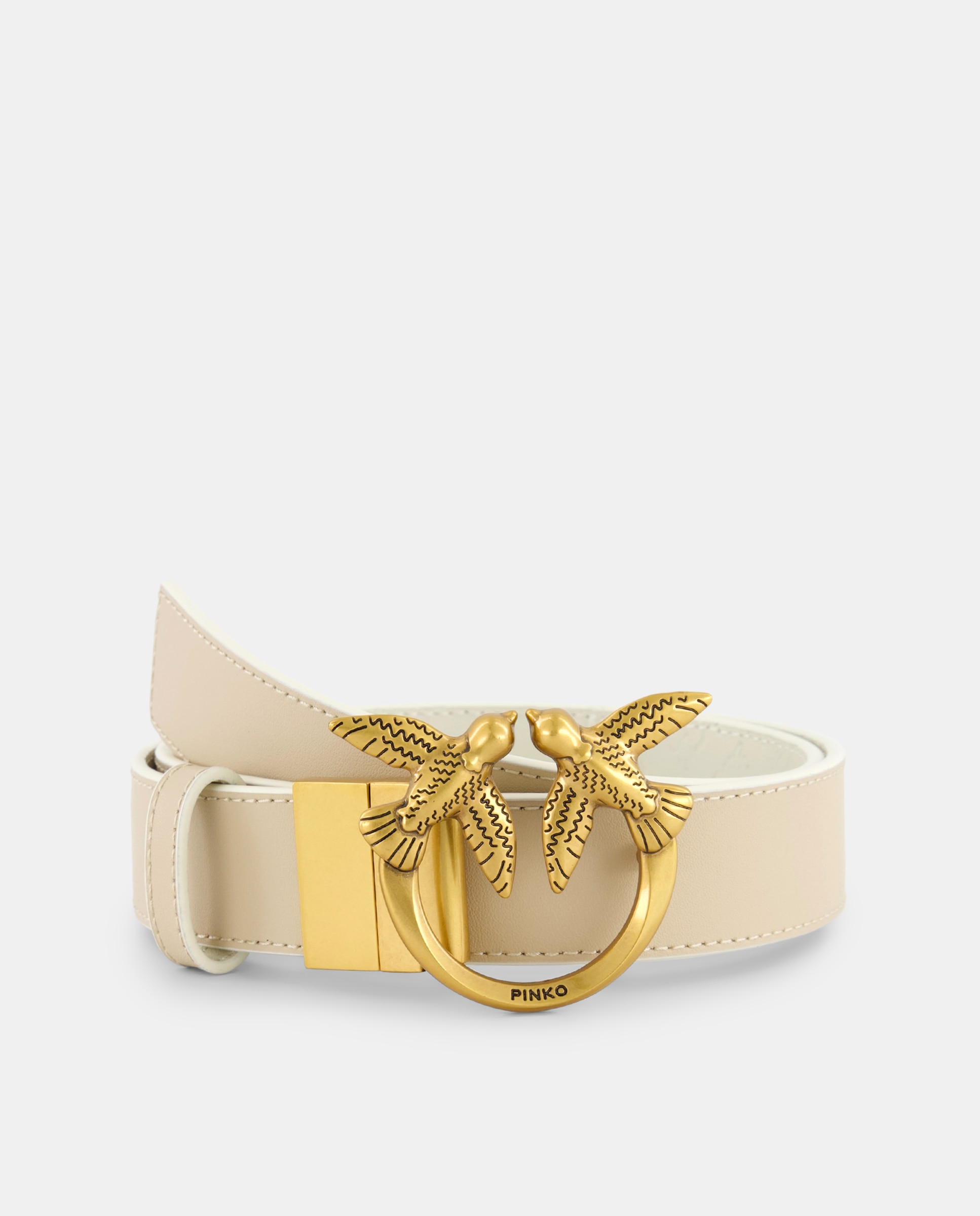 Imagen 0 de Cinturón reversible con monogram blanco y beige pinko