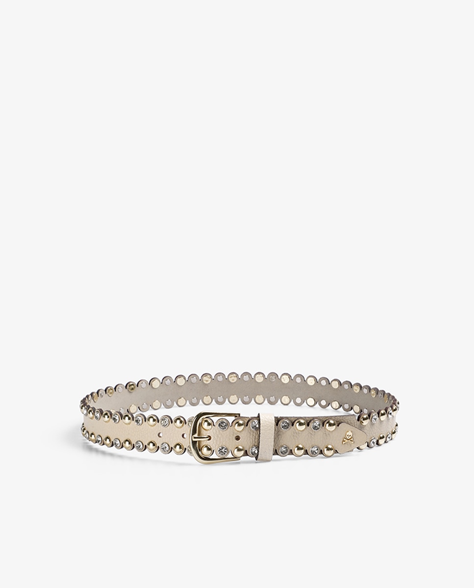 Imagen 0 de Cinturón SANDY BELT beige con tachuelas