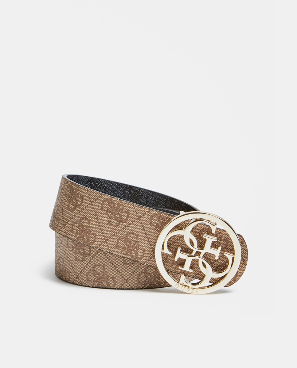 Imagen 0 de Cinturón reversible de mujer Guess en marrón con estampado logo