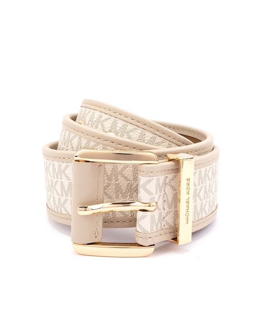 Imagen 0 de Cinturón de cuero blanco con logo  Michael Kors